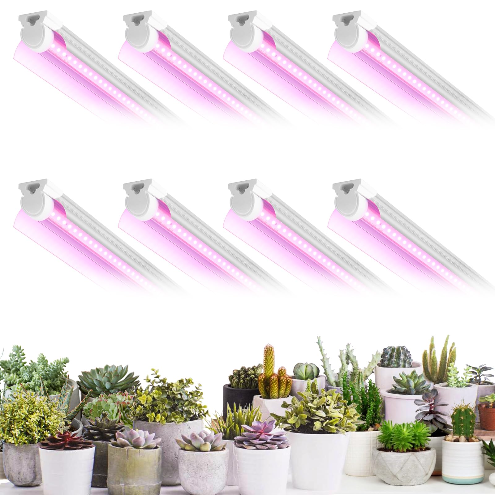 VShape 8 Pack LED Grow Light 4FT  Upgrade 336W(8?42W) High Intensity Full Spectrum Indoor Grow Lights with High PPFD Value  T8 Grow Lights for Indoor Plants  Seed Starting  Succulent  Vegetables