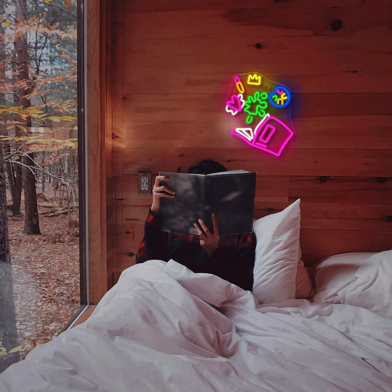 Magical Book Neon Sign  The Wonderful World Of Books Design  Usb Powered Dimmable  5V/2A  For Kids  Gift  Office  Bedroom  Reading Room  Kids Room  Classroom  Book Lover