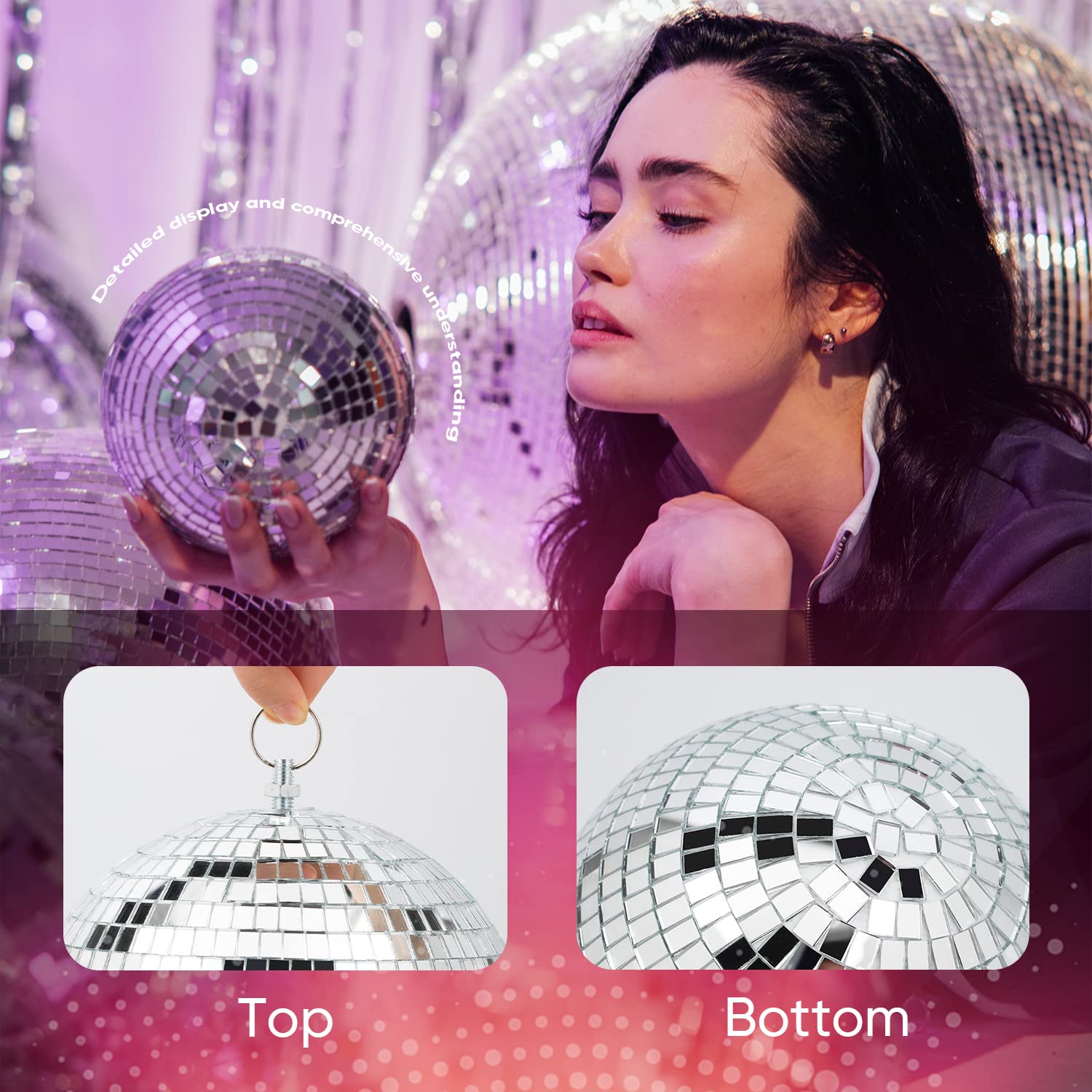 Mirror Disco Ball Decor With Hanging Ring 8'' Large Silver Disco Ball Ornament For Disco Party Decorations,70S Theme Party, Dj,