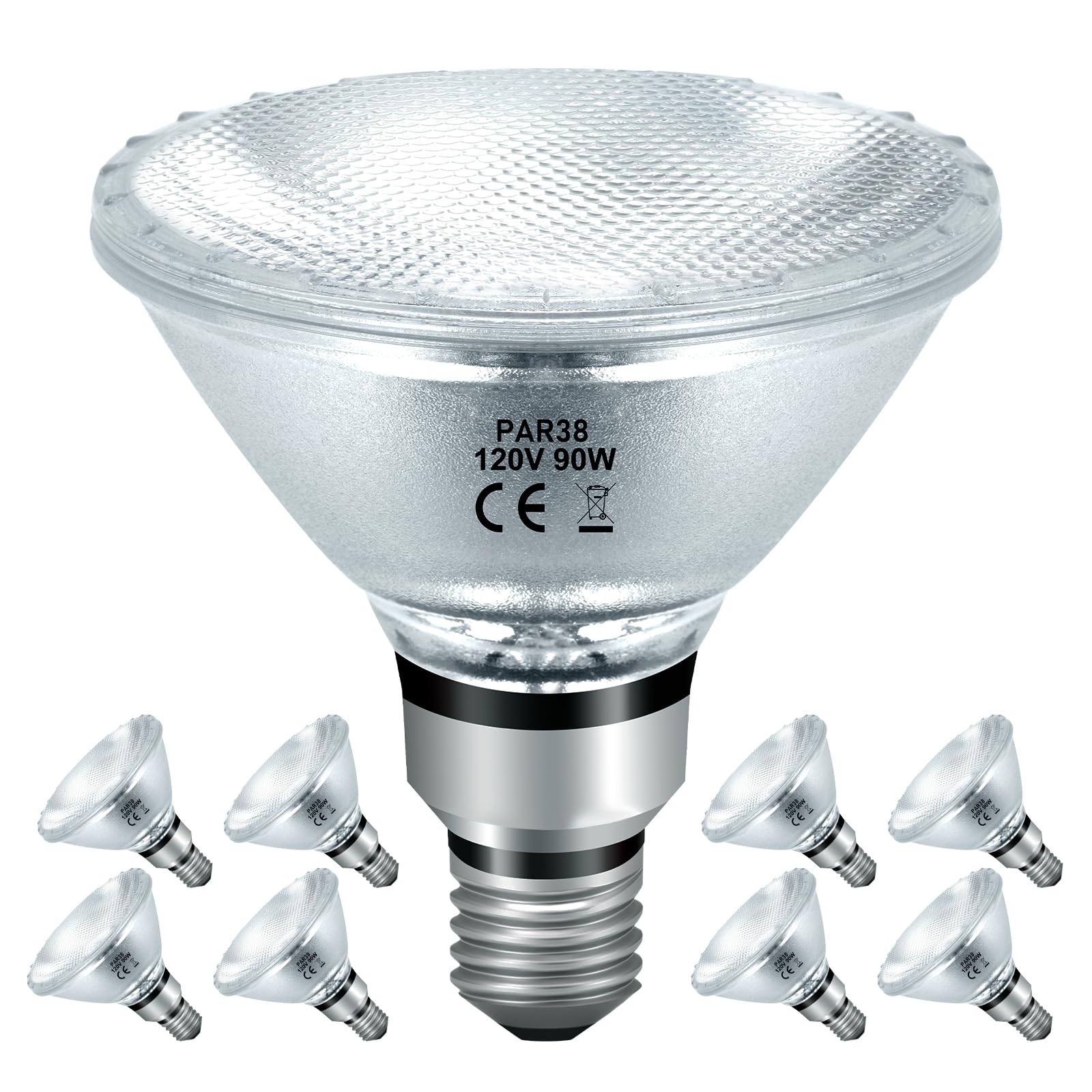Jaenmsa Par38 Halogen Flood Light Bulbs 90W 120V, Par38 Halogen Light Bulbs 8 Pack For Indoor And Outdoor Floodlight Bulbs Par38