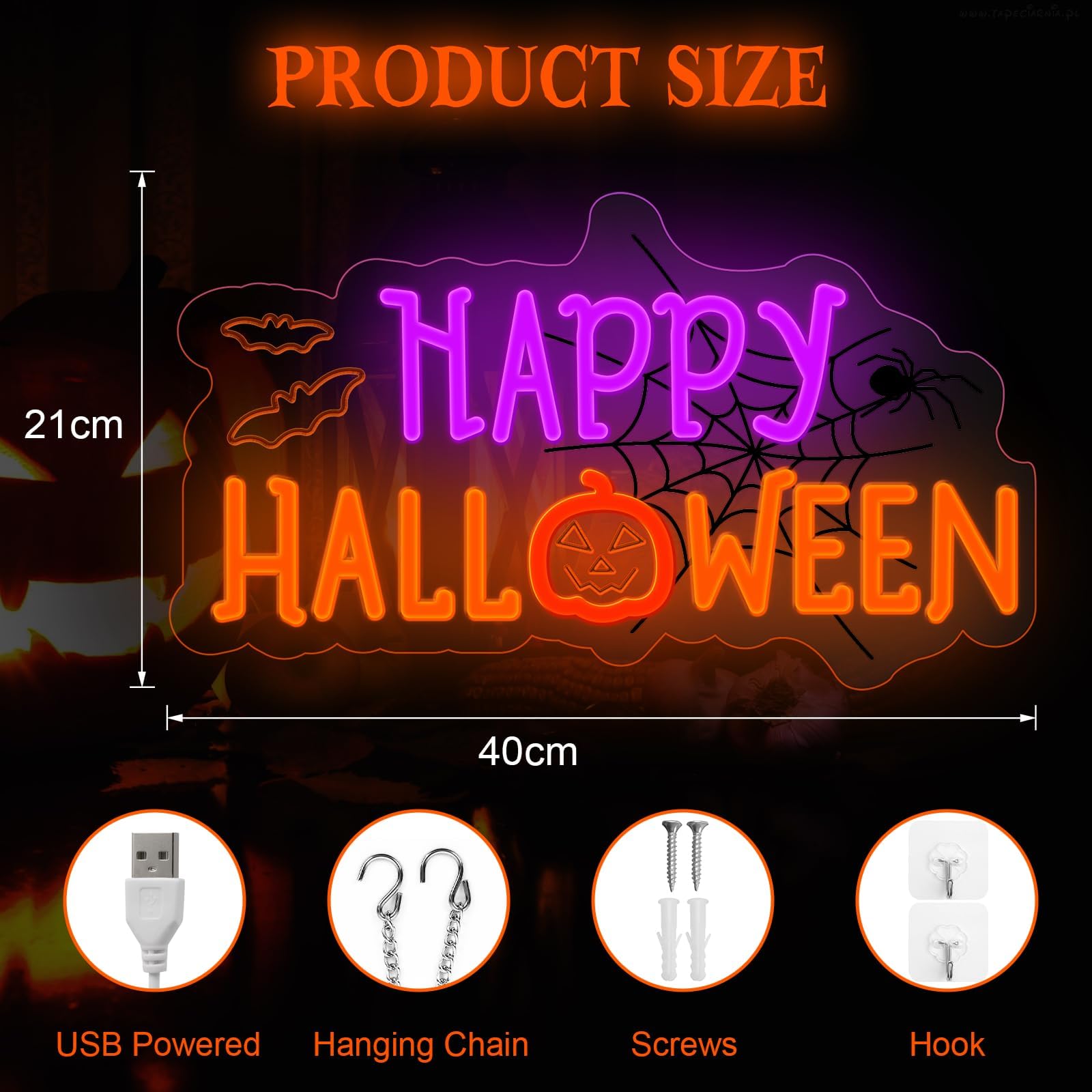 Halloween Neon Sign For Halloween Wall Decor Dimmable Neon Light Bat & Pumpkin Light Up Signs For Halloween Bedroom Horror Party Bar Background Decoration