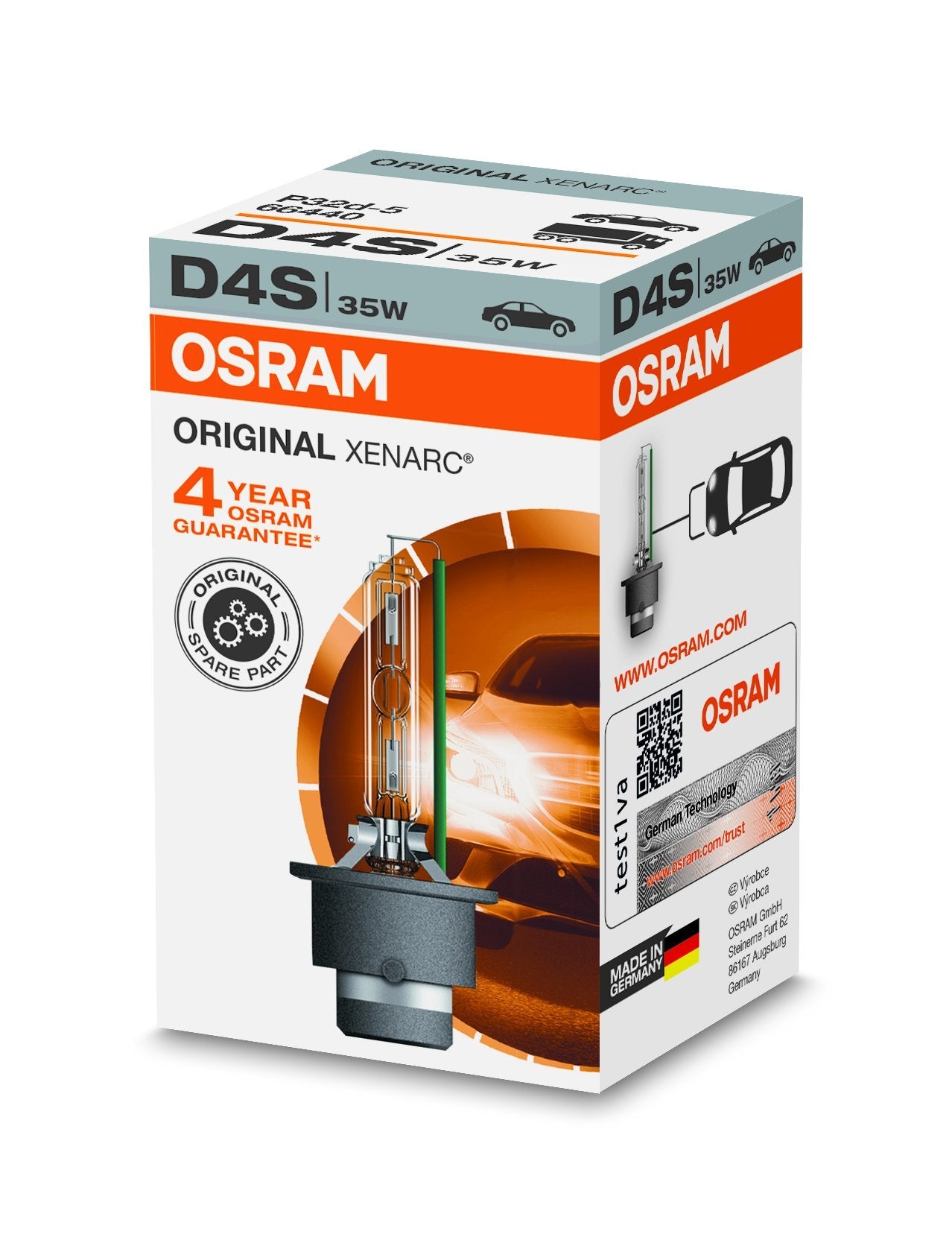 OSRAM D4S HID Xenon Headlight Bulb, Bläulich-Weiß, Model ZOXD4S, 66440, 1 Piece