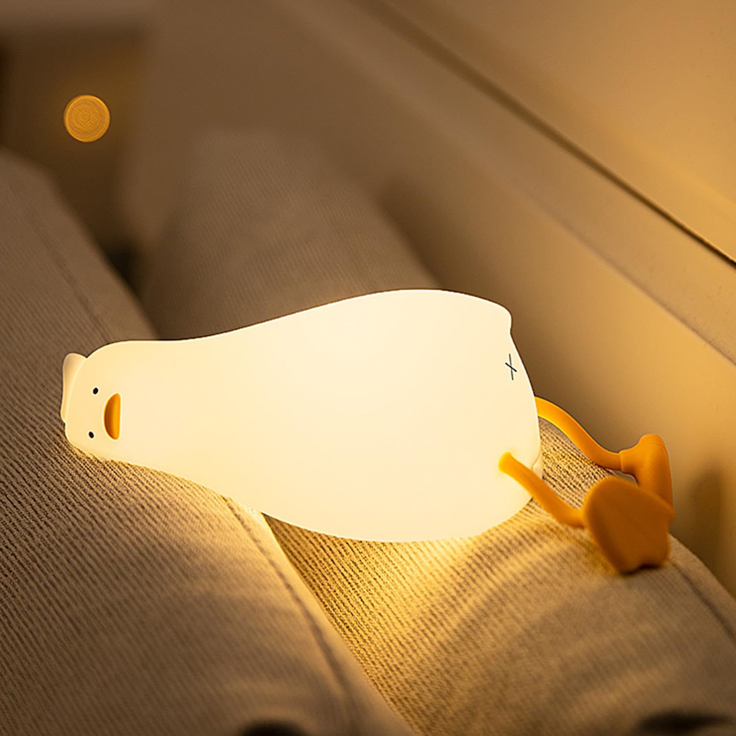 Cute Duck Night Light  Animal Lamp  Food Grade Silicone  Rechargeable  3 Level Dimmable  Squishy Nursery Nightlight For Desk Decor  Funny Gifts Stuff For Boys Girls Baby  White Elephant Gifts