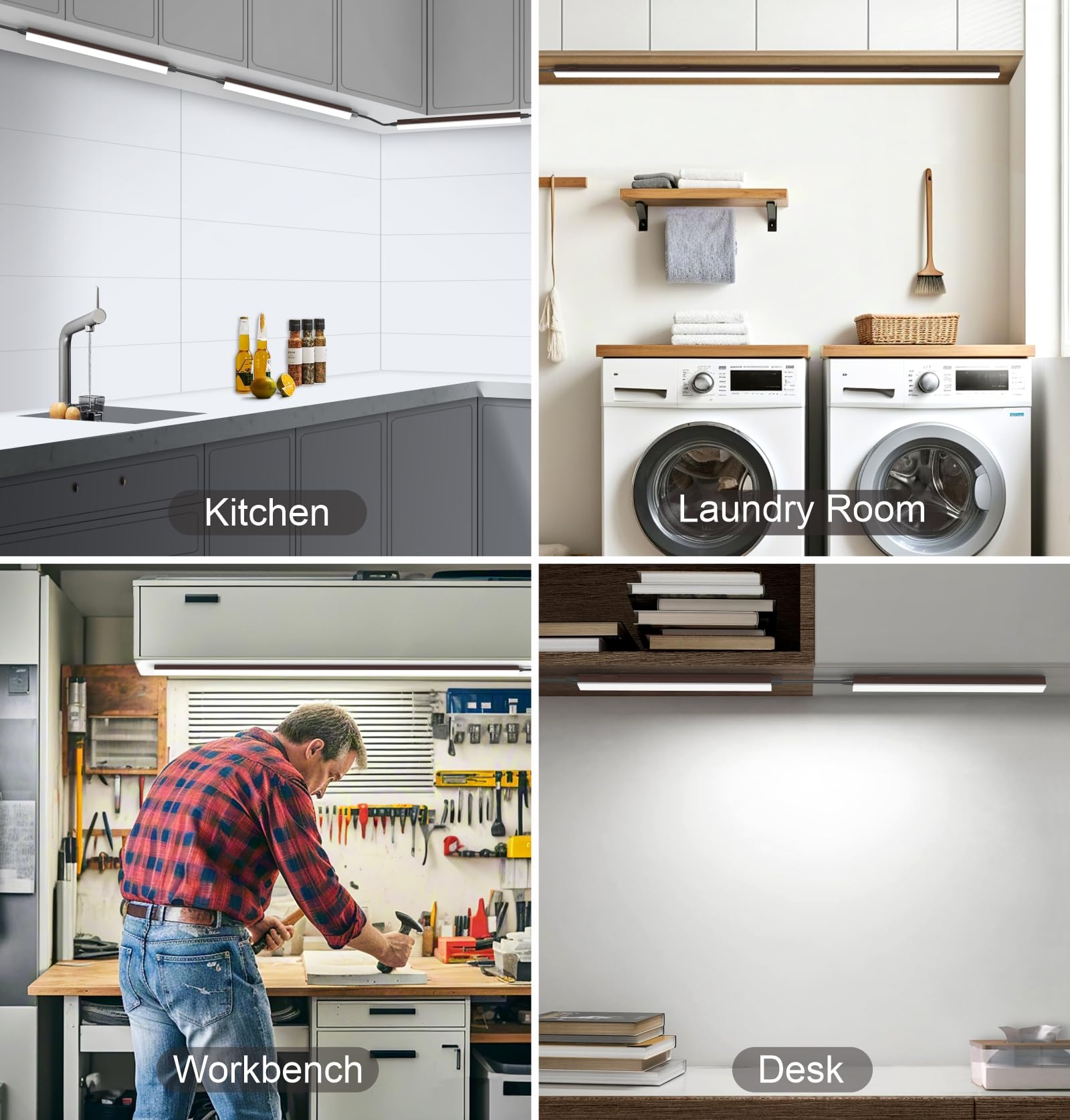 Leetdud Under Cabinet Lighting Plug In  12 Inch 1 Pc  Linkable Ac120V 3Cct 3000K/4000K/5000K Ultra Slim  Led Under Cabinet Lights For Counter Light  Kitchen  Shelf  Sink  Workshop  Desk  Bronze