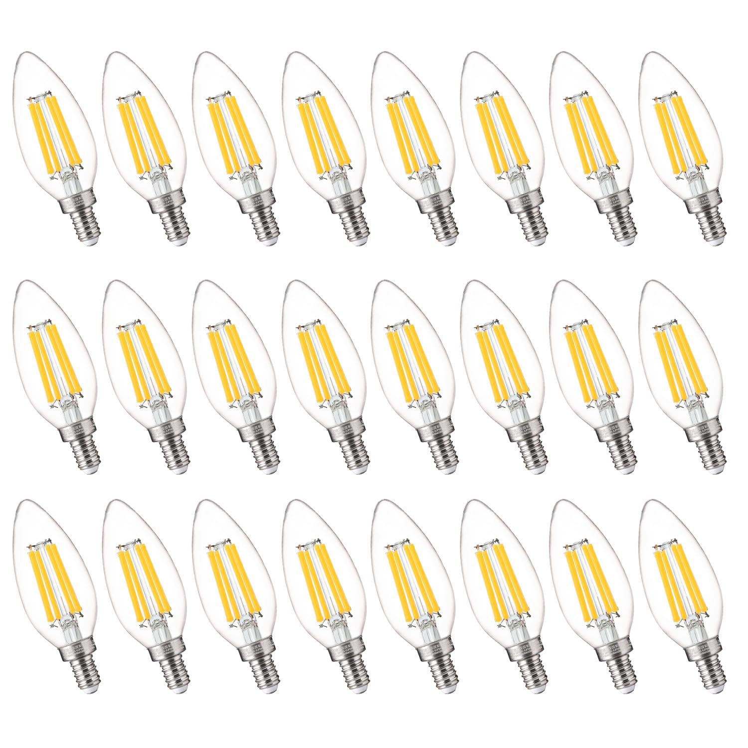 FLSNT LED Candelabra Bulbs 100W Equivalent 5000K Daylight Dimmable E12 Base 24 Pack