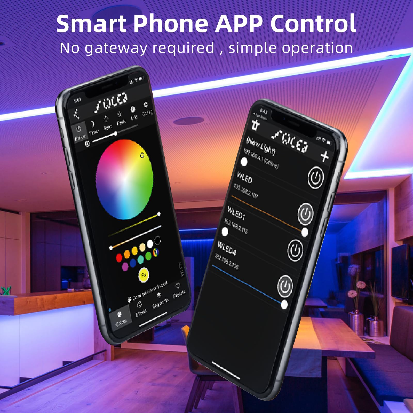 KHKJROS WLED Controller with Mic, ESP32 for WS2812B/WS2811/APA102 LEDs, 5-24V, Black, Model GL-C-015WL-M