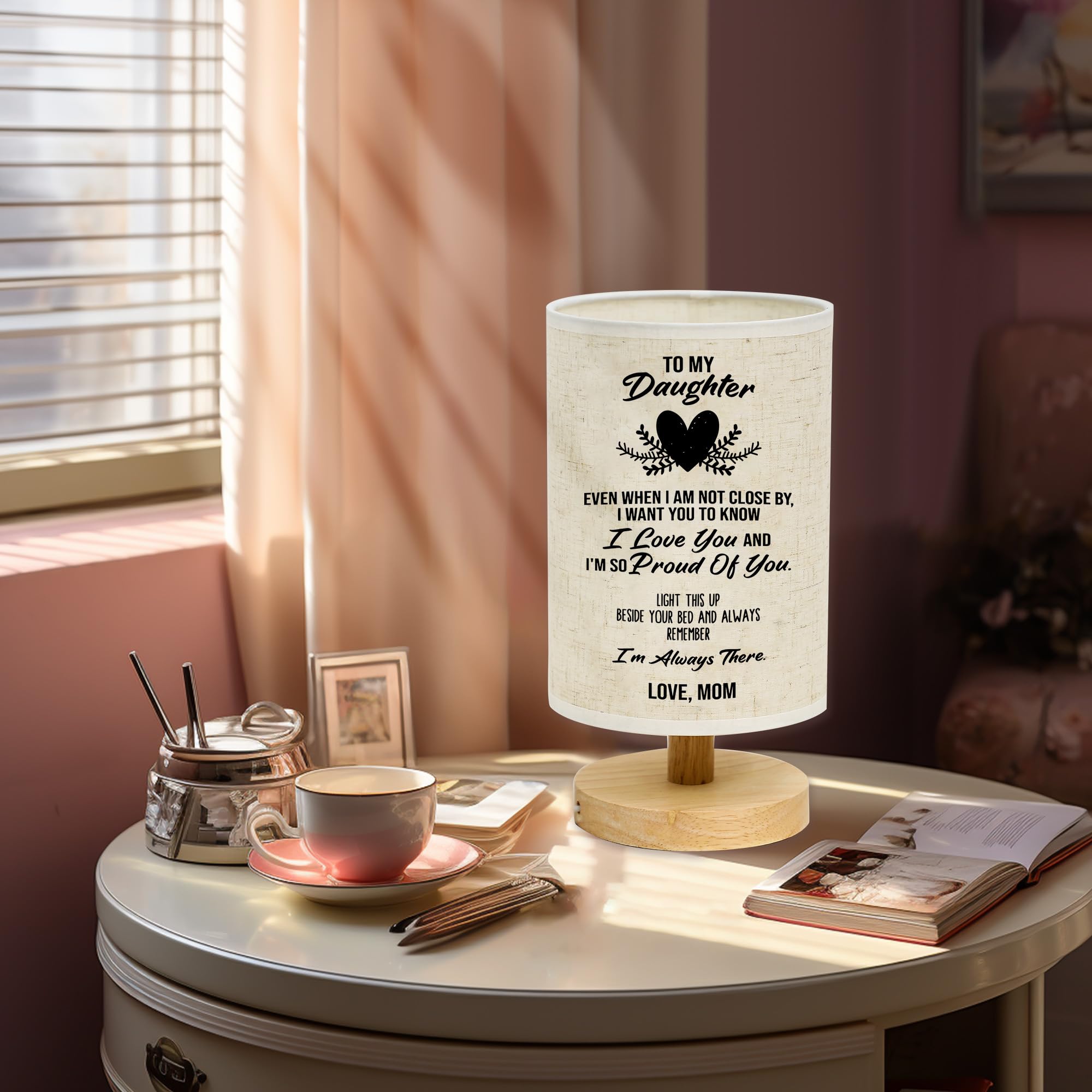 WSYEAR Table Lamp for Daughter - Wooden Night Light, Ideal Gift for Birthdays and Graduations, Color: Daughter Lamp