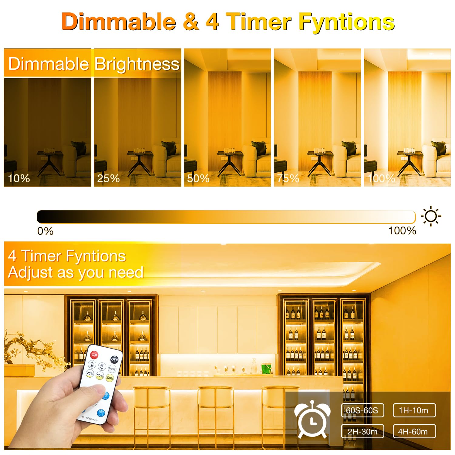 Daybetter Cob Led Strip Light, Warm White Led Light Strips With Remote And App, 16.4 Ft 3000K Dimmable Cob Light Strip, Indoor C