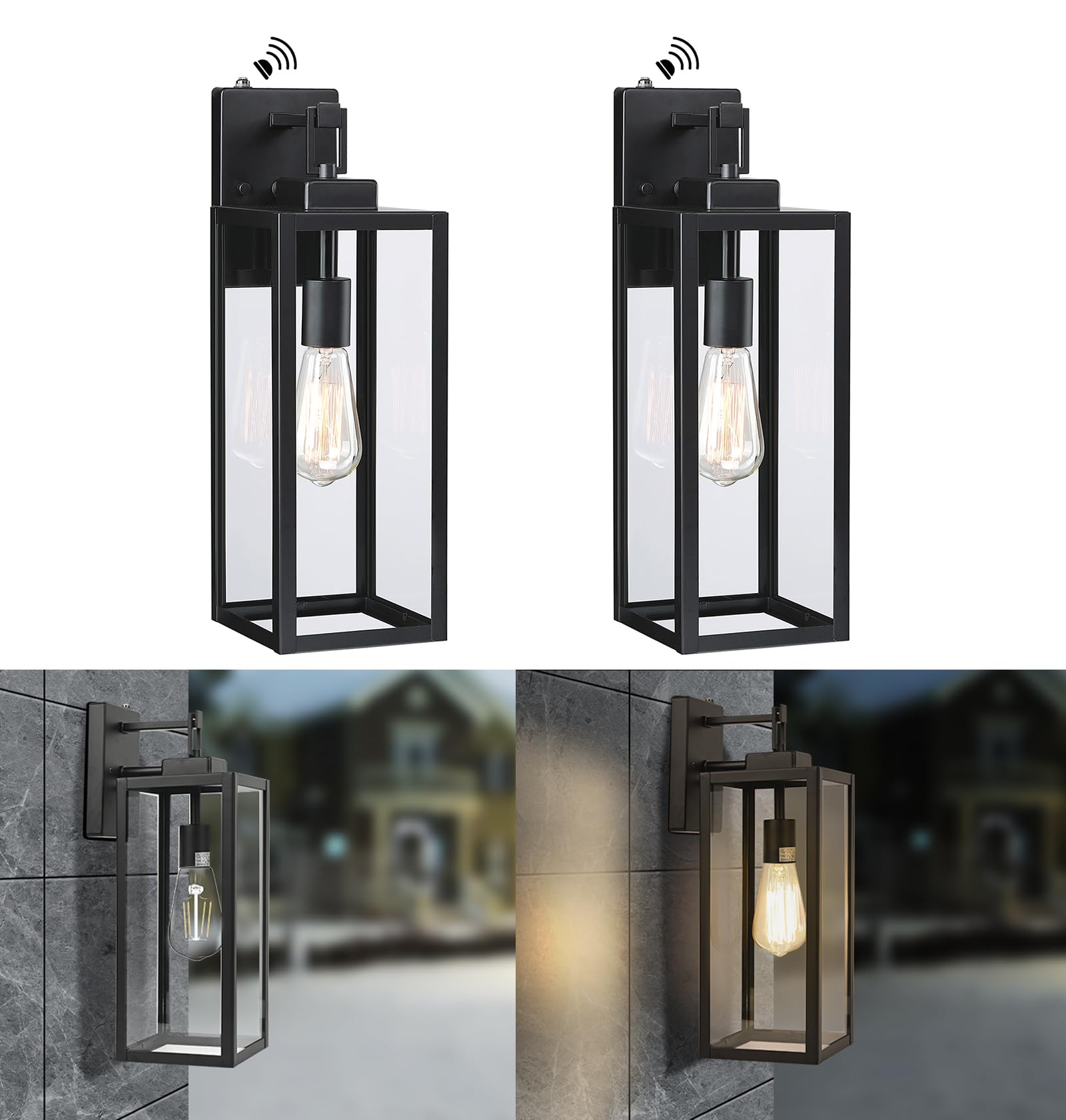 Faymart 18&quot; Outdoor Wall Lights, Dusk To Dawn Sensor, 2 Pack Metal Sconce For Porch Patio