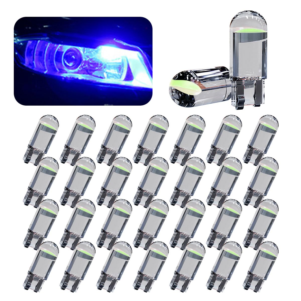 Joycourt 30-Pack Led Light Bulbs, 0.36W T10 6000K Blue Replacement For Dashboard, Dome, Sign, License Plate Lights