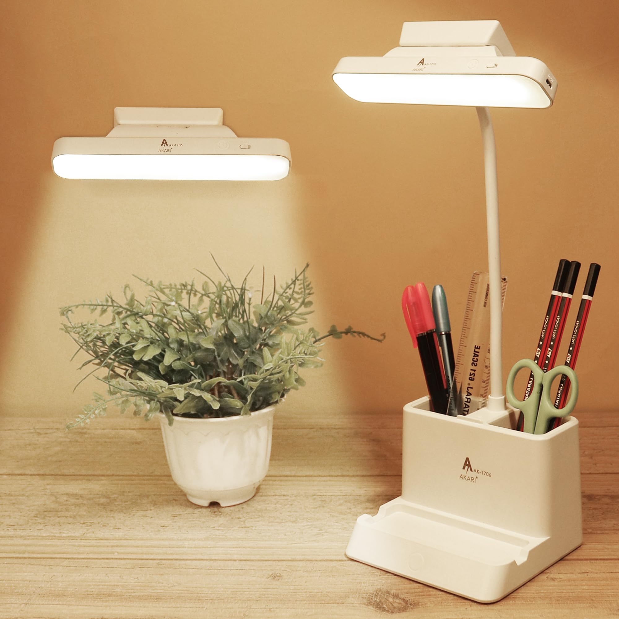 SaleOn Dual Purpose Desk Lamp & Wall Lamp with 3 Ligting Color Mode Rechargeable Study Lamp, with Eye Protect Mobile Holder, Tou