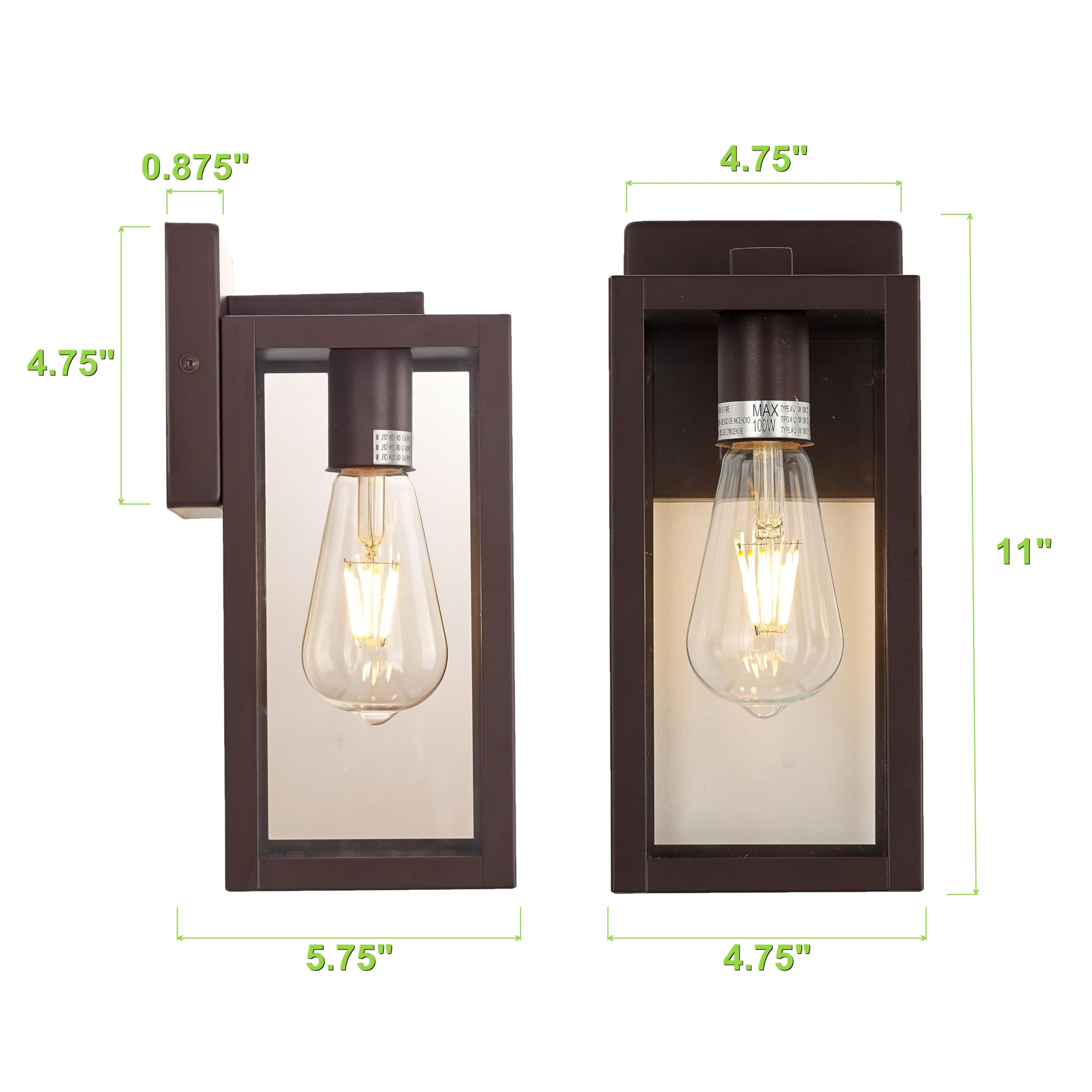Goldhill 2 Pack Oil Rubbed Bronze Outdoor Porch Lights Wall Mount, Waterproof Outdoor Wall Light Fixture With E26 Base Socket, C