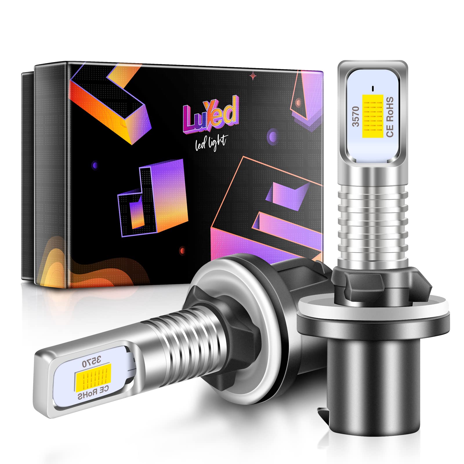 LUYED 880 LED Fog Light Bulbs, 6500K Xenon White, Model LY-10383, Pack of 2, Plug and Play