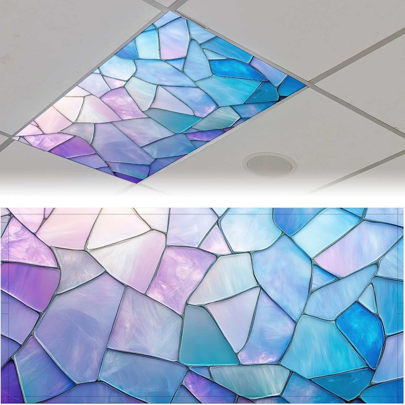 MECVU 2 Pack Fluorescent Light Covers Color Irregular Pattern 4 X 2 Feet Magnetic Light Cover for Drop Ceiling, Fluorescent Ceil