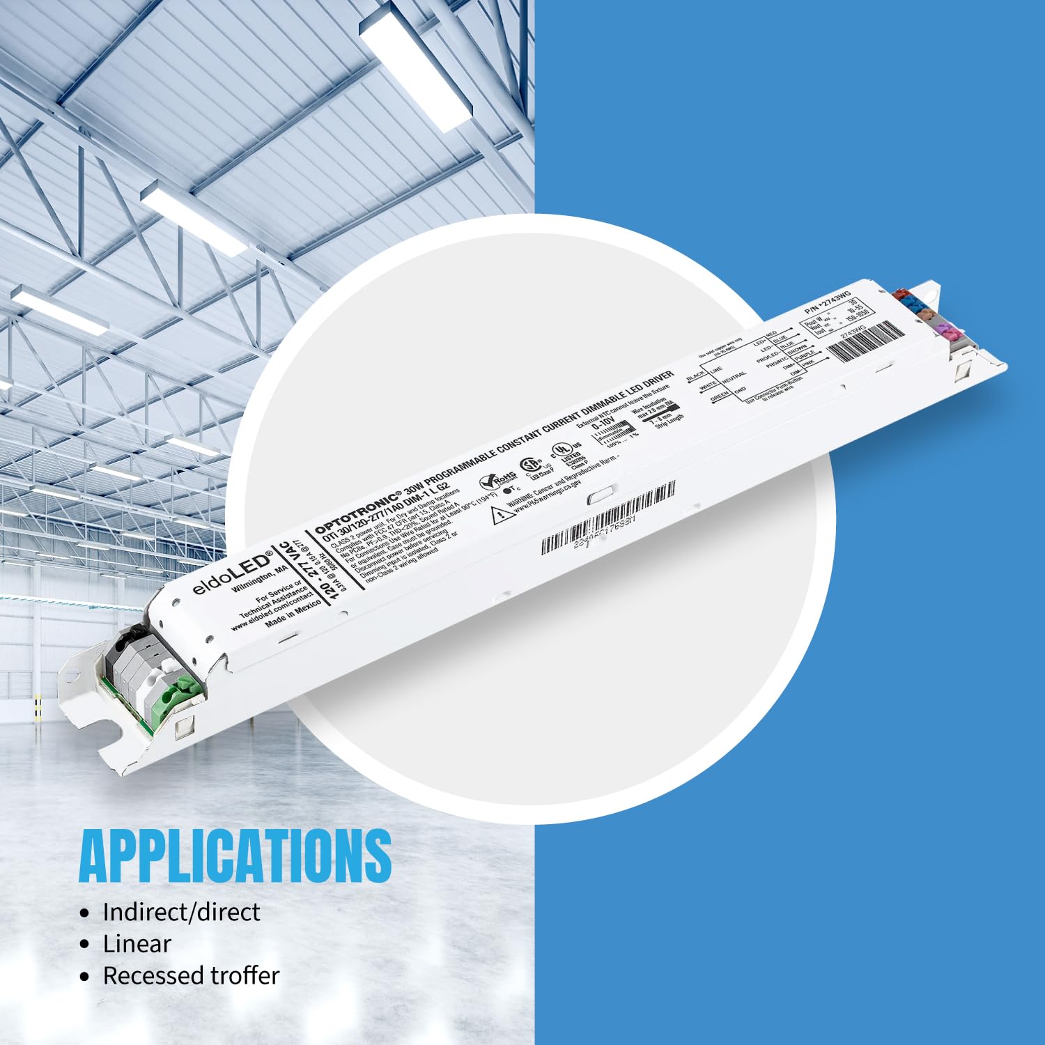 Osram 57433 Optotronic 30W 120/277V Ac 50/60Hz Constant Current Dimmable Led Driver Oti 30/120-277/1A0 Dim-1 L G2