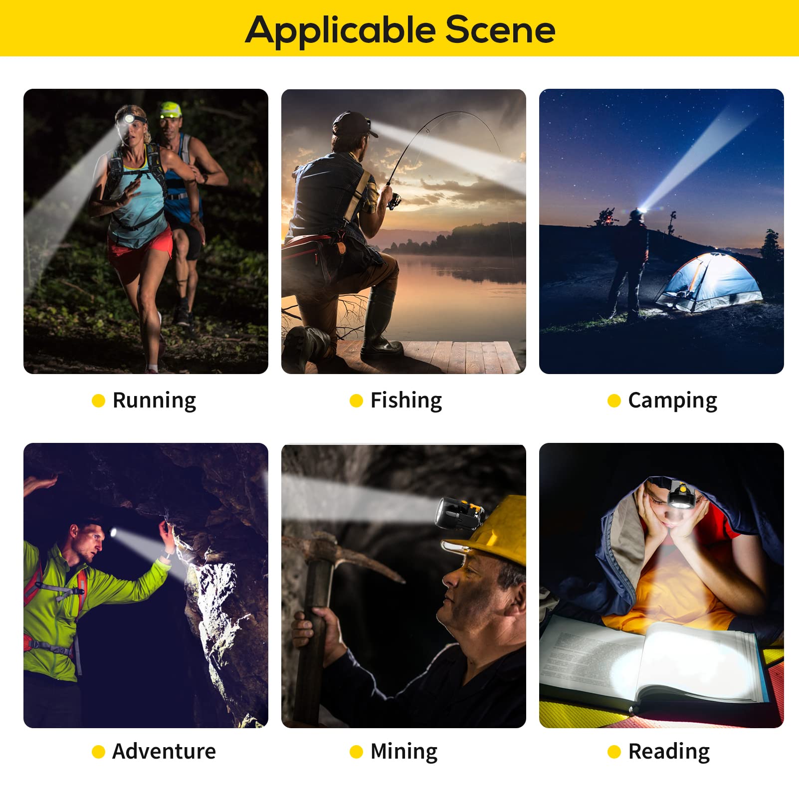Hunting Friends Rechargeable Coon Hunting Light - Waterproof Miners Headlamp, KL3.0LM, Yellow