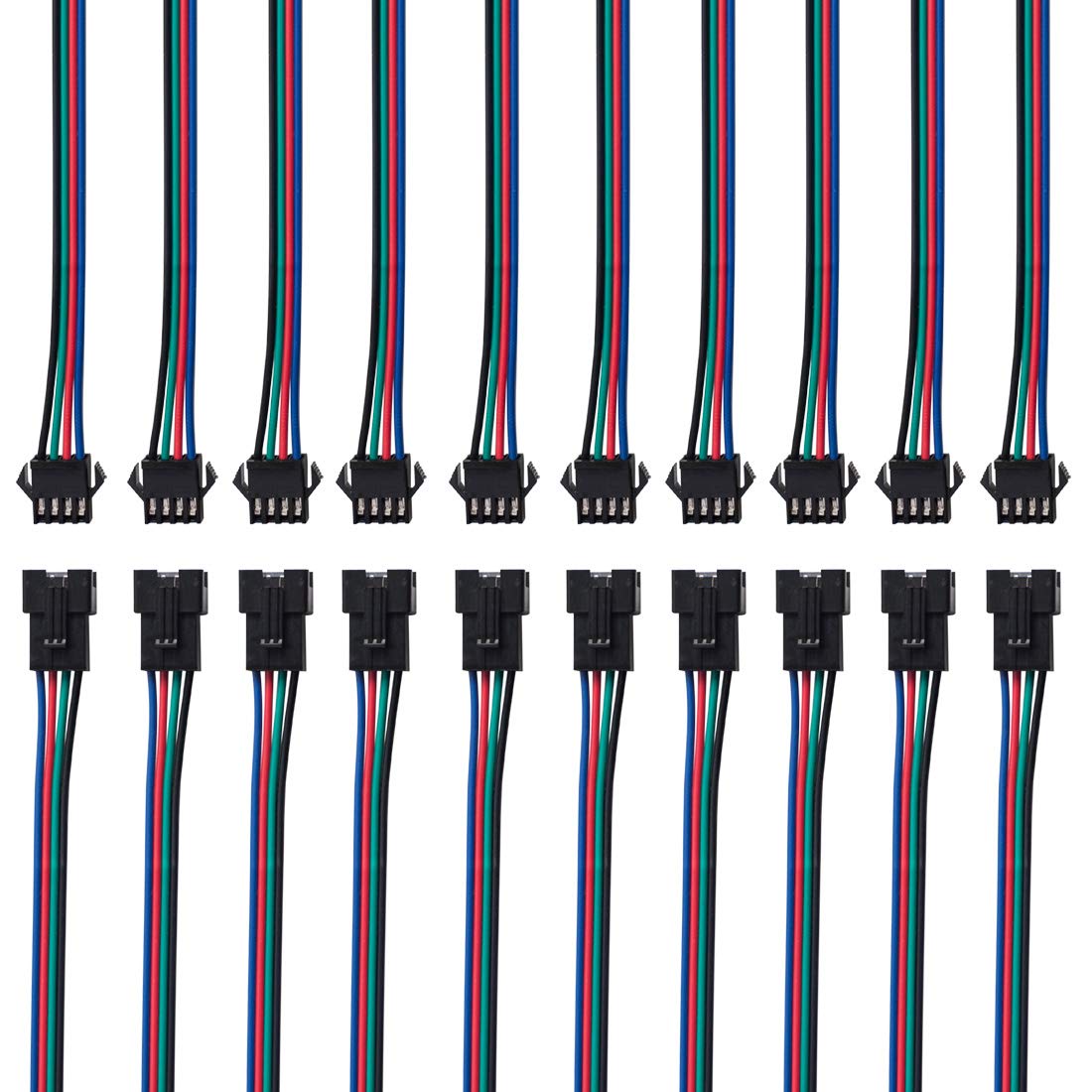 Btf-Lighting 10 Pairs 4Pin Sm Jst 15Cm Cable Female/Male Connectors For Led Strip Rgb 5050 3528 Ws2801 Apa02 Ws2815 Ws2813