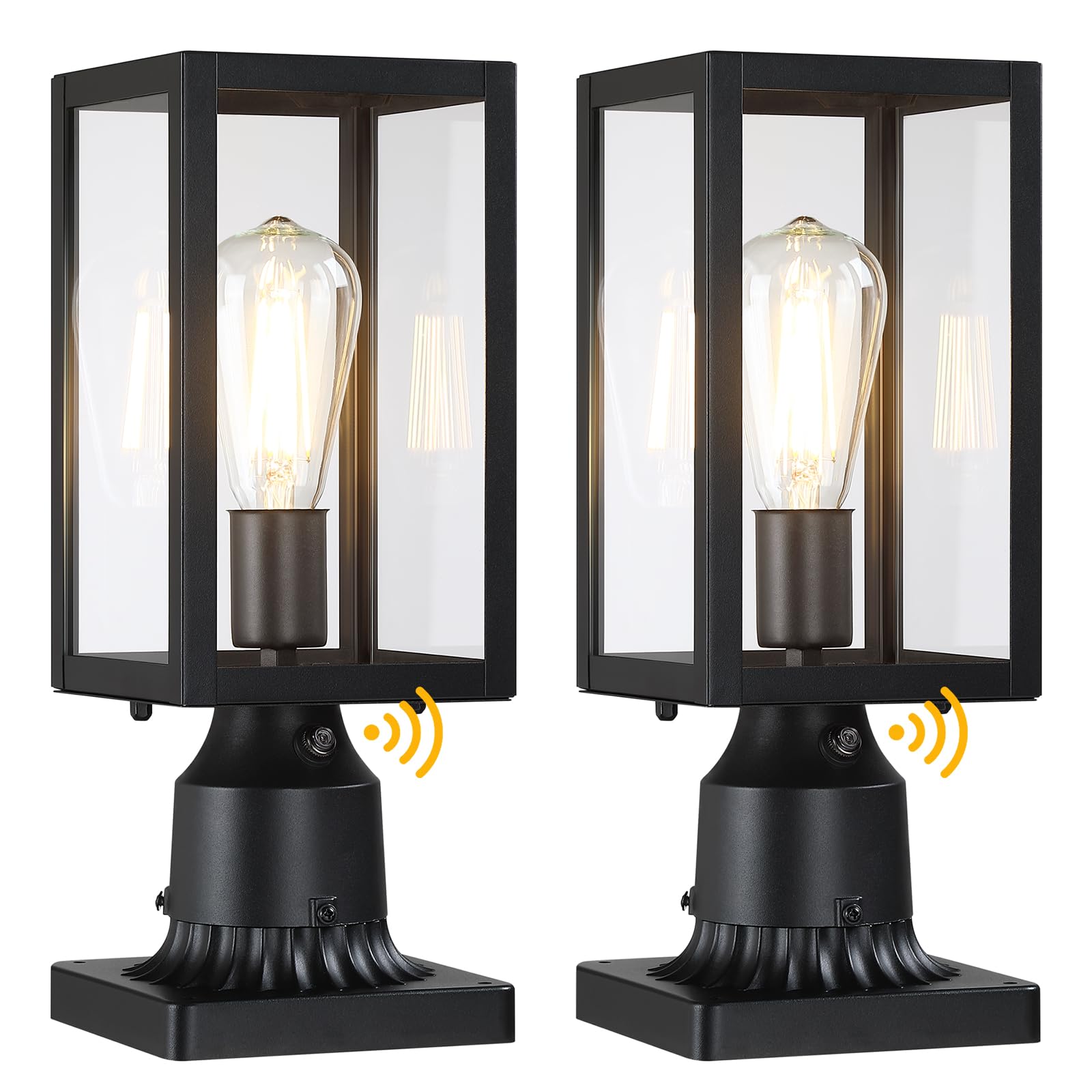 MYHXQ Dusk to Dawn Outdoor Post Lights, 2-Pack, Waterproof, Black, Metal, Model WL305B