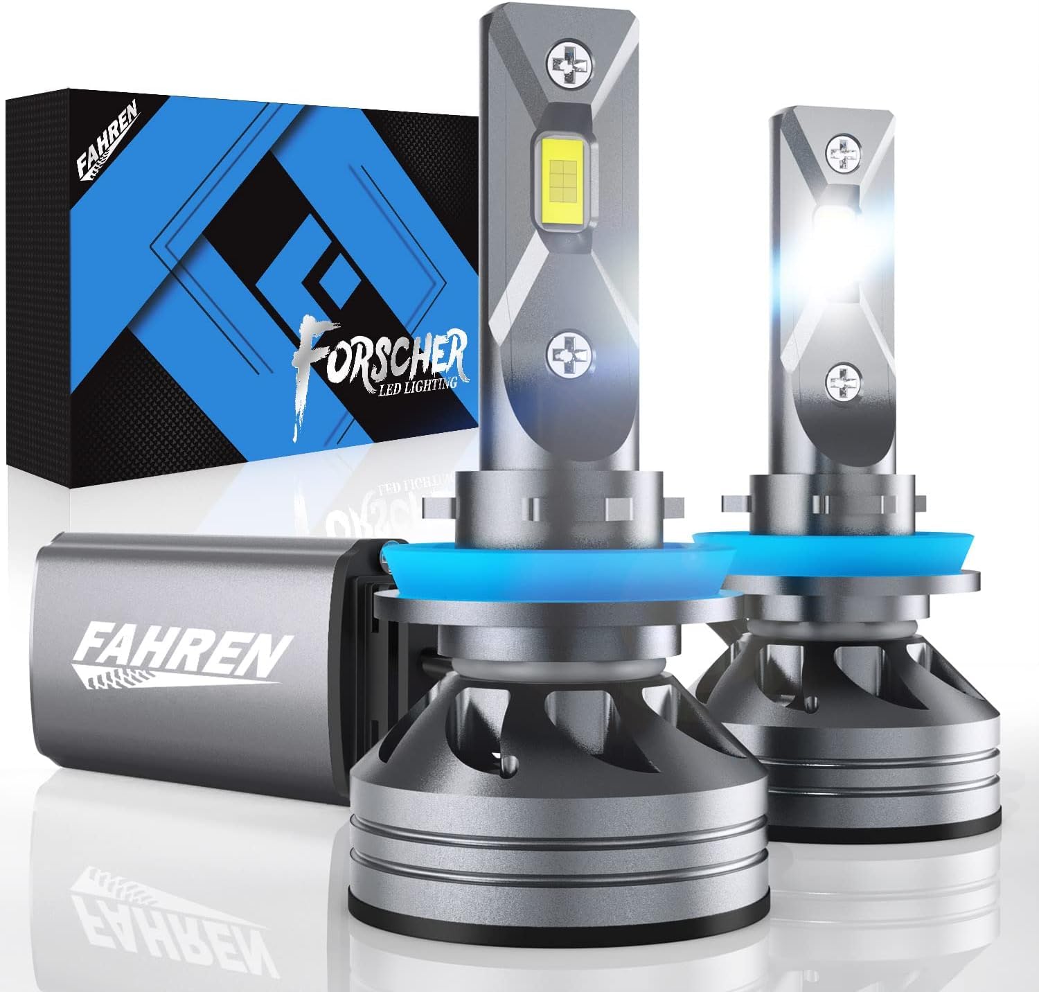 FAHREN H11/H8/H9 Light Bulb, 40000LM, 6500K Cool White, IP68 Waterproof, Pack of 2