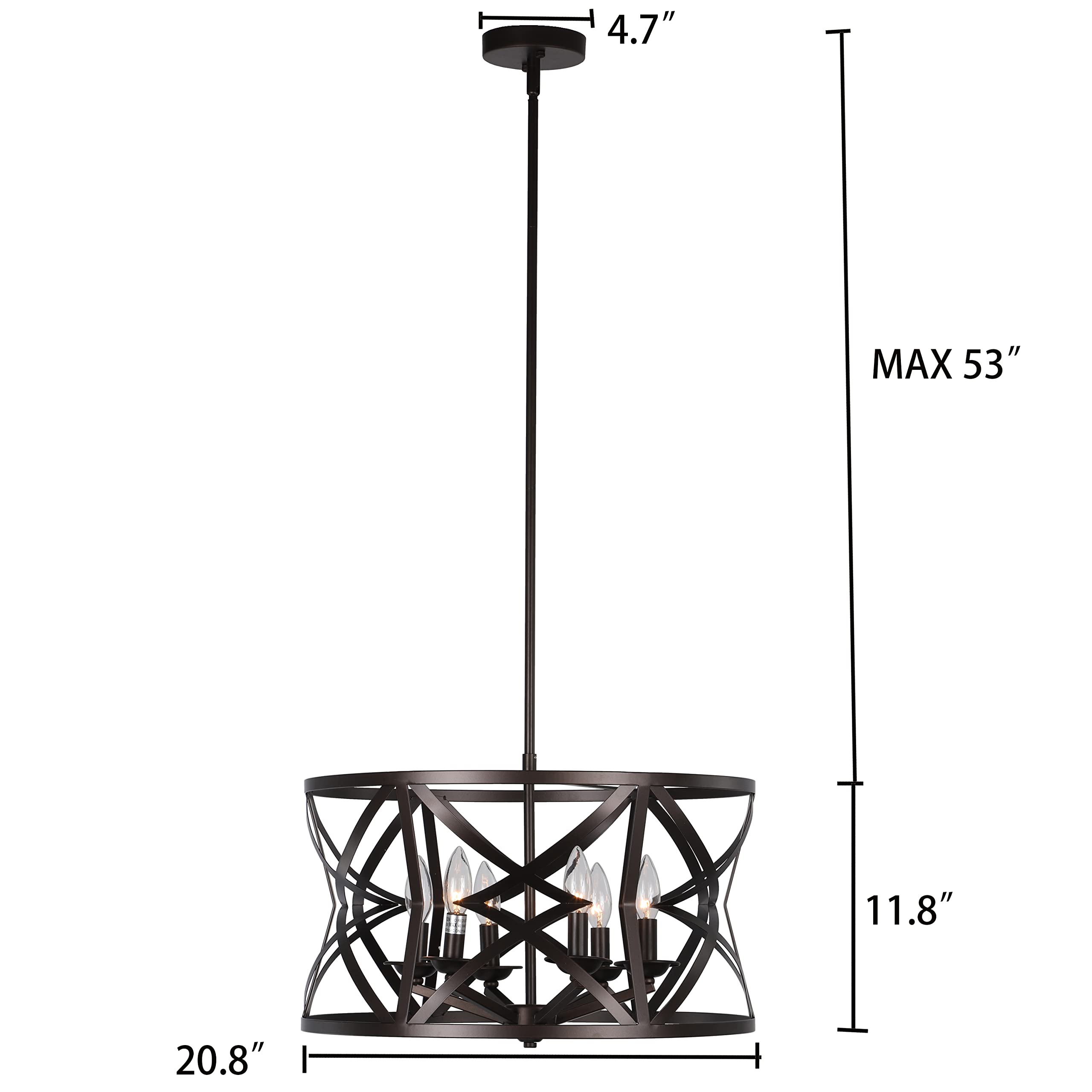CHLOE Lighting Alina Pendant Light 5-Light Oil Rubbed Bronze 21in Wide Model CH6H801RB21-UP5