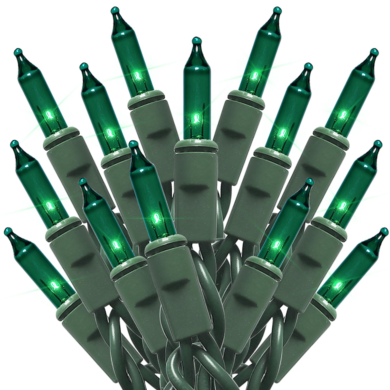 MULTI-SPARKING Green Christmas String Lights - 35 Count Incandescent Mini Green Christmas Lights for Small Tree, Crafts, Indoor 