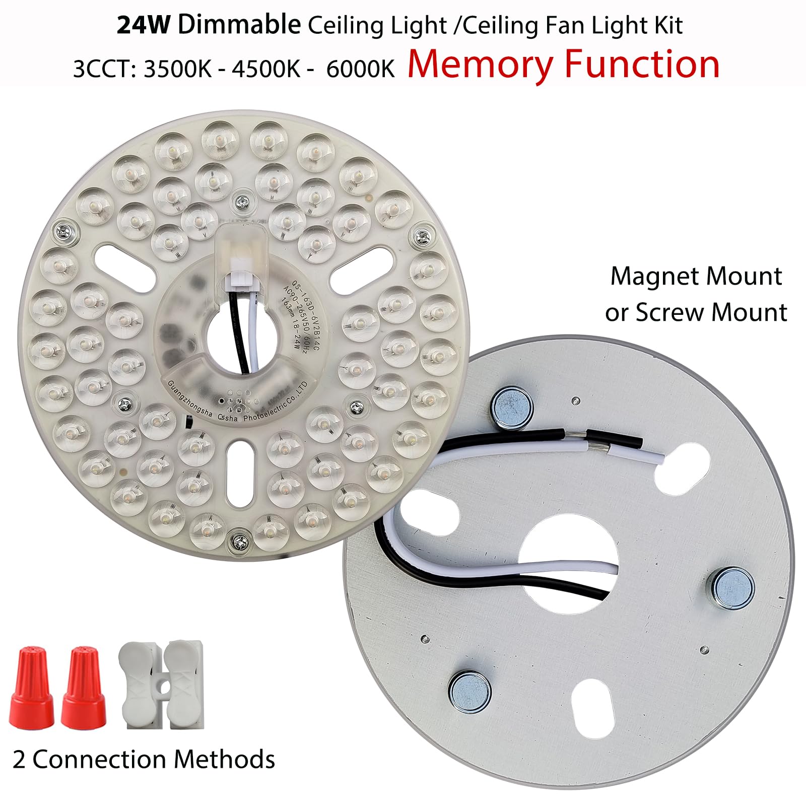 24W Dimmable Led Light Engine Retrofit Kit For Ceiling Fan Light Replacement Led Board Panel,3 Color Temperature Memory Function