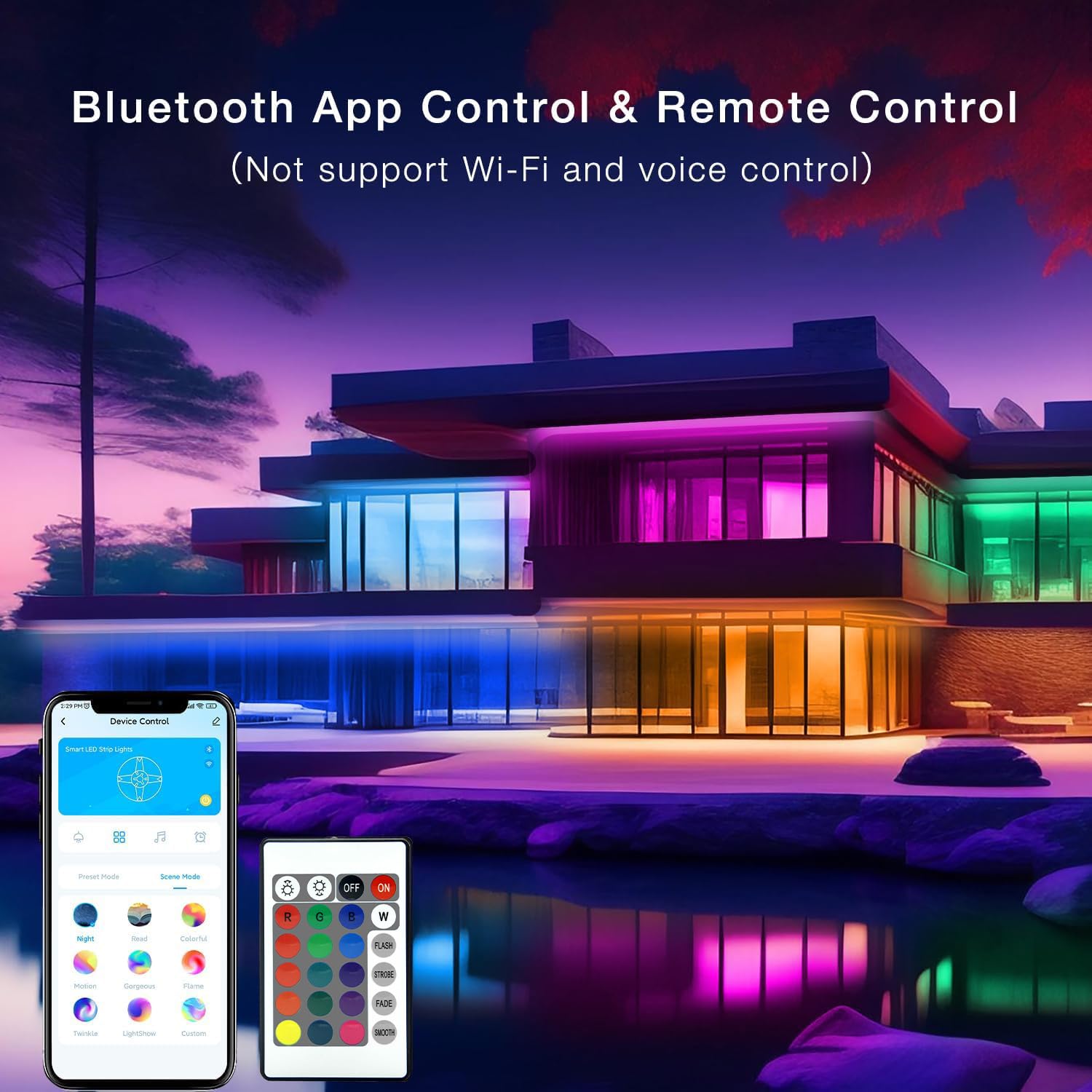 Outdoor Led Strip Lights Waterproof 200Ft, Ip67 Waterproof Led Light Strips With Remote, Music Sync App Control, Rgb Color Chang