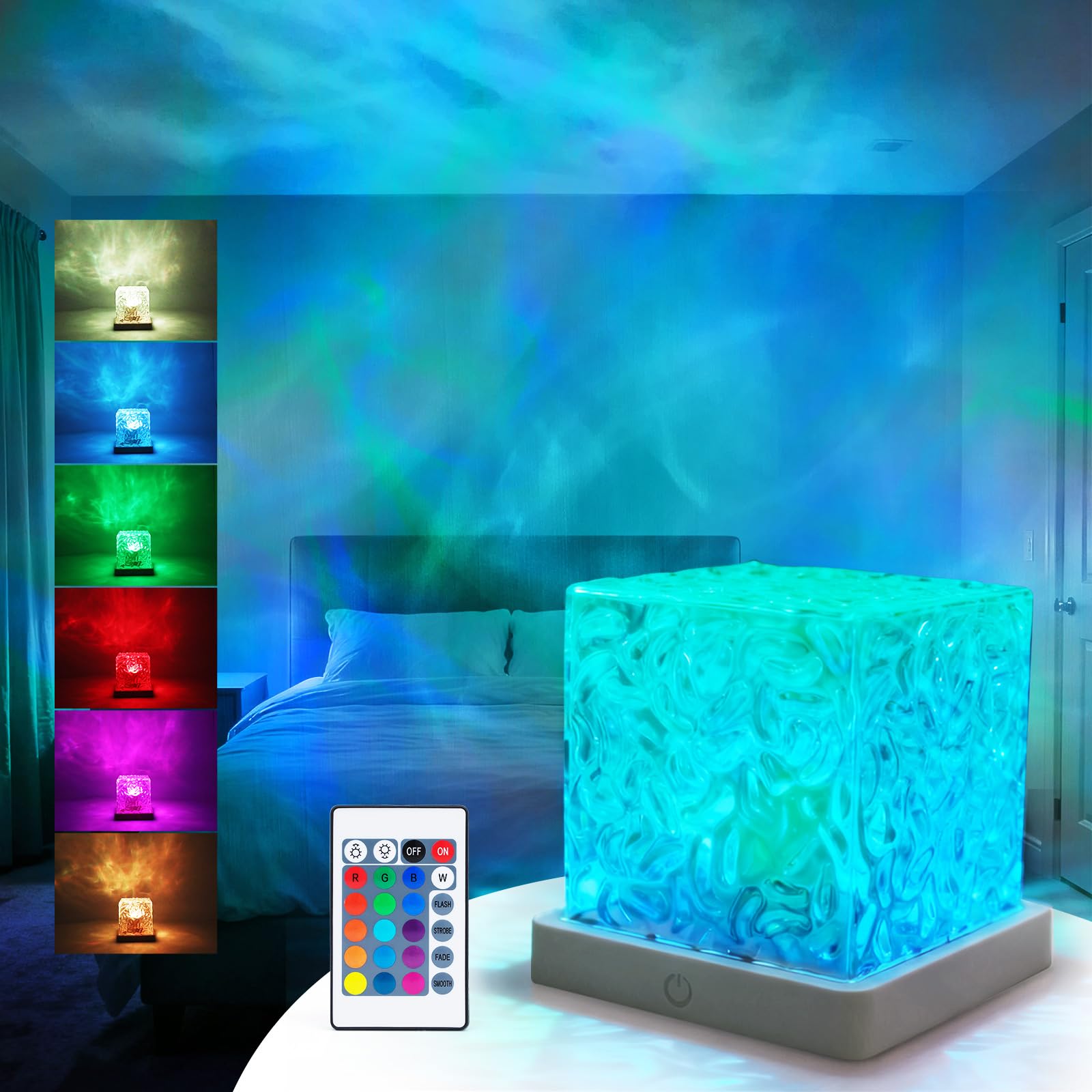 Ocean Wave Projector Light  16 Colors Galaxy Projector Night Light Water Ripple Lamp Ambient Lighting with Remote Control  Mood Lights for Bedroom Shower Office Bar Game Room Kids Christmas Gifts