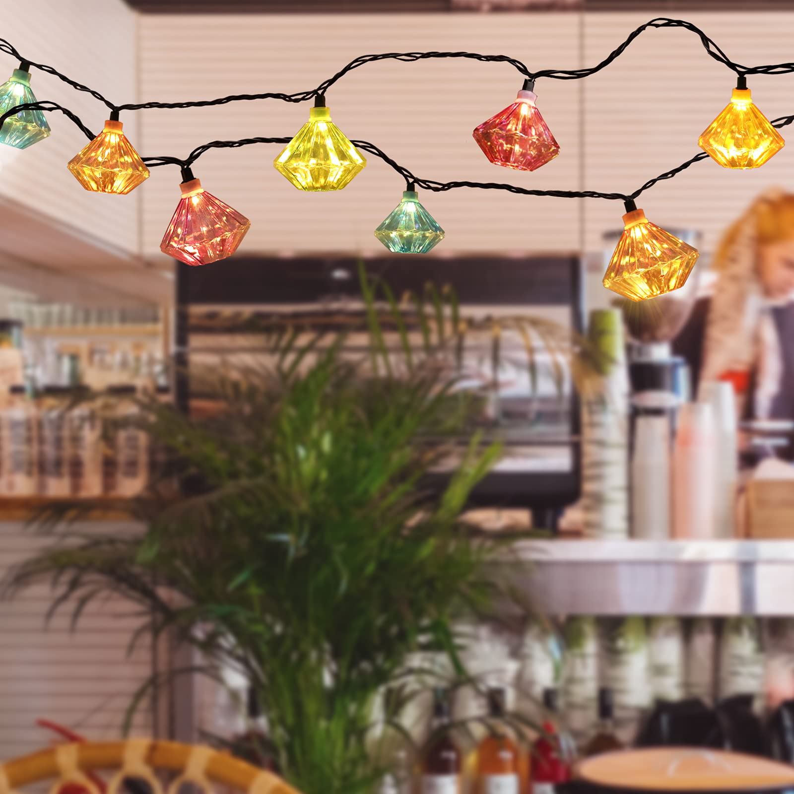 Vigdur Fairy String Lights - 10 LED Diamond Bulbs, Connectable Bubble Lights for Xmas Party, Wedding, Bedroom, Patio Decor, Multicolor