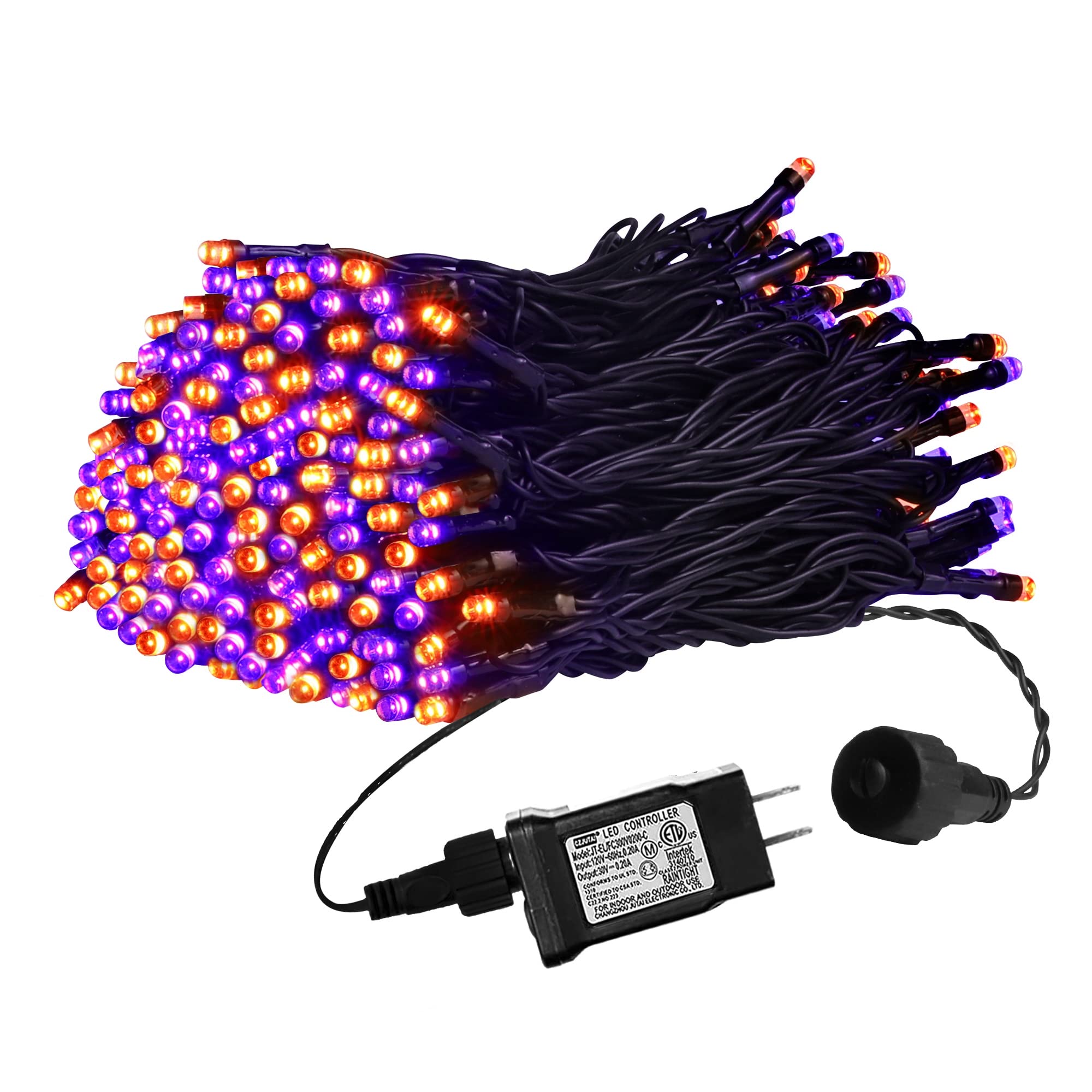 weillsnow Halloween String Lights, 200 LED 66FT Waterproof, 8 Modes, Orange & Purple, Model HB-500COI