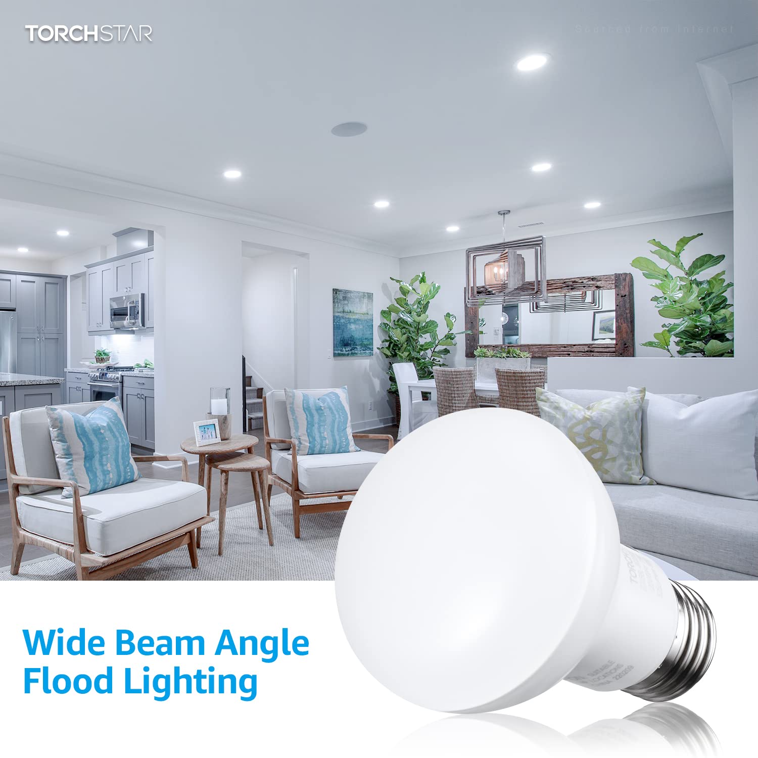 TORCHSTAR BR20 LED Bulbs, Dimmable Indoor Flood Light, 7.5W (50W Eqv), 8 Count, Daylight 5000K, E26 Medium