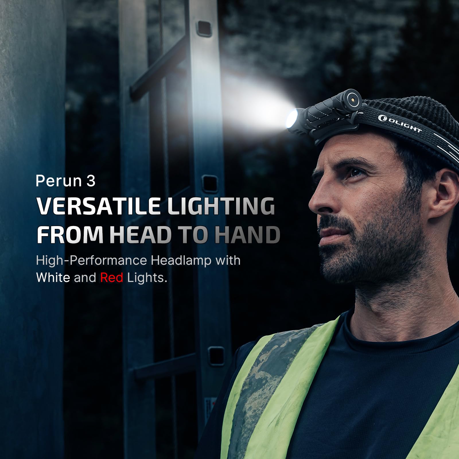 Olight Perun 3 Rechargeable Headlamp Flashlight, 3000 Lumens Led Headlight With Red Light, Waterproof Head Lamp With Headband Fo