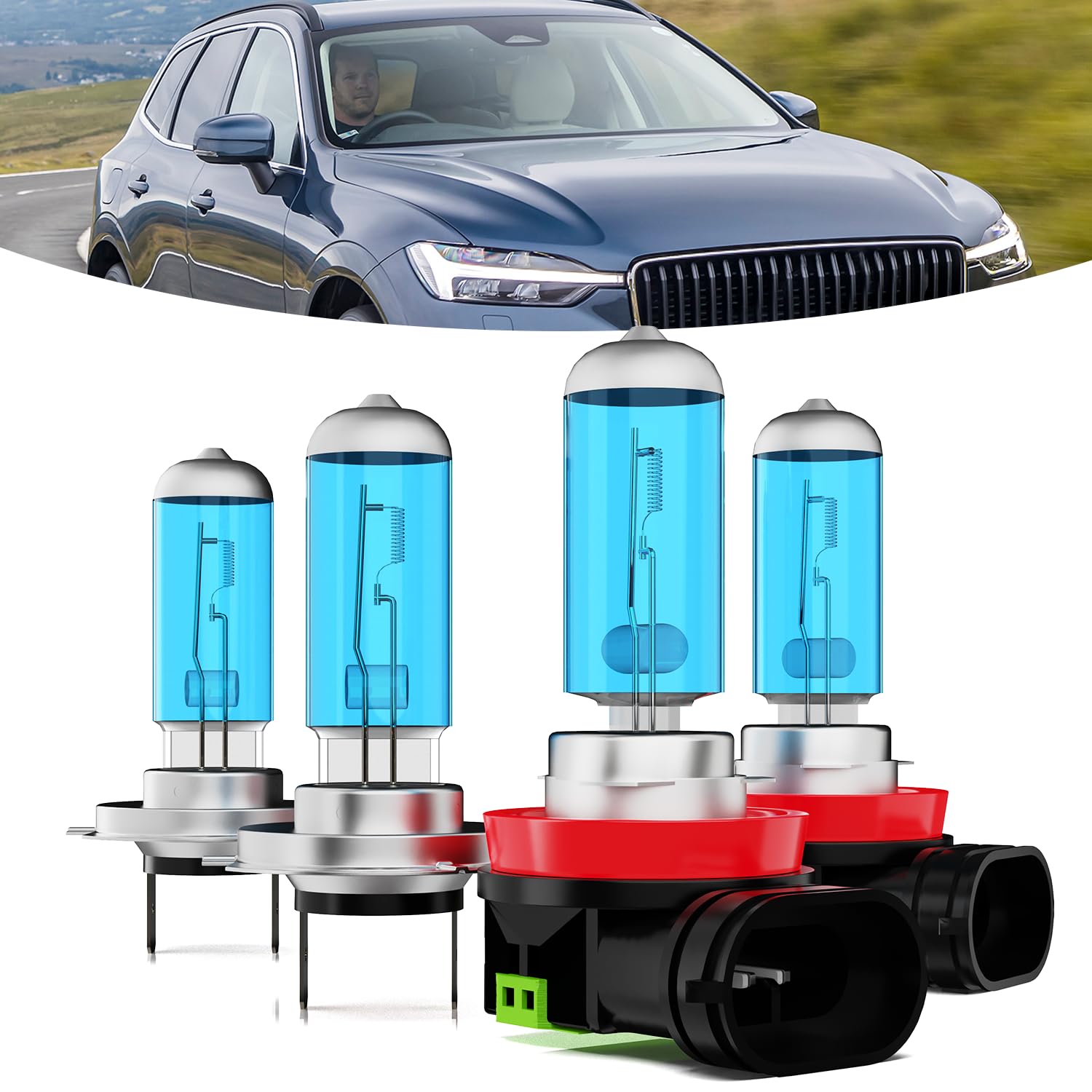 TTDBDAN Headlights Compatible with 2010-2013 Volvo XC60 Halogen Headlight Bulbs,H7 High Beam & H11/H8/H9 Low Beam Headlight Bulb