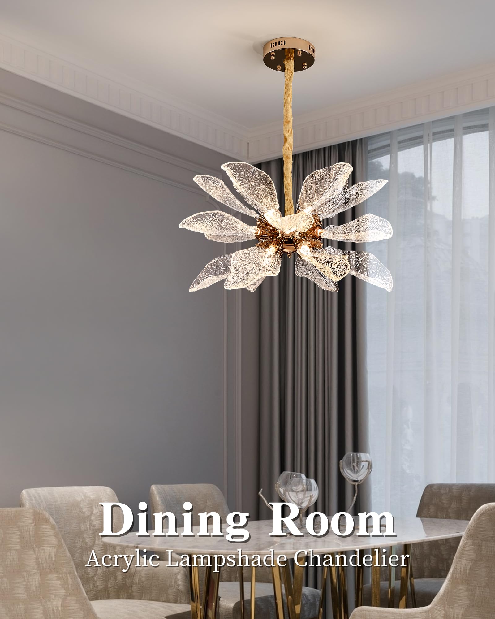 Witkey Modern Tree Branch Leaf Chandelier  18-Light 25.59 stylish Gold Pendant Lighting  Led 40W 3000K Warm White Chandeliers  Adjustable Height For Living Room  Dining Room  Bedroom  Kitchen Island