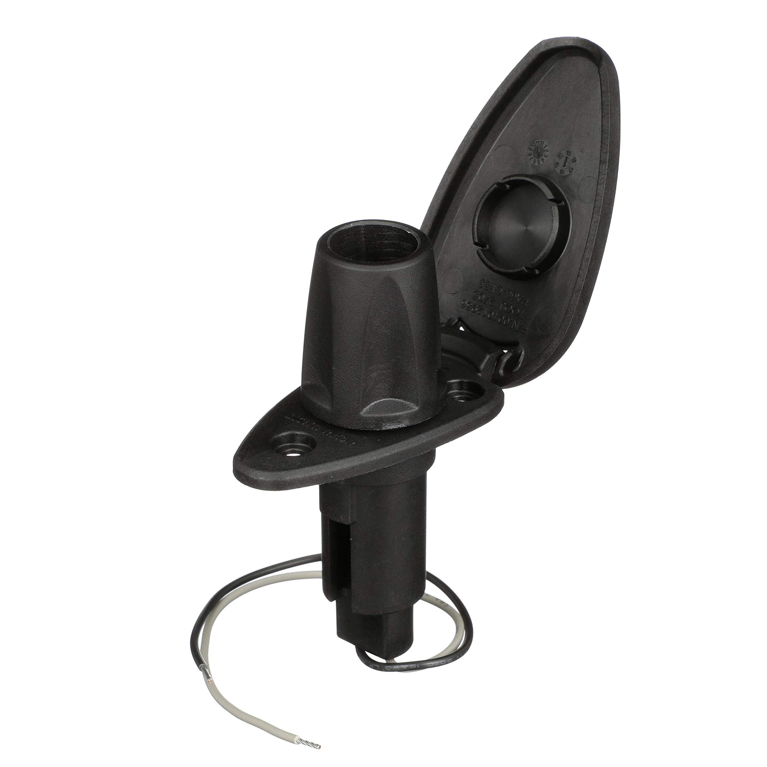 Attwood 910T2Pb-7 Lightarmor 910R Series Teardrop Plug-In Light Base - For All-Around Pole Light, 2-Pin, Black Composite Cover