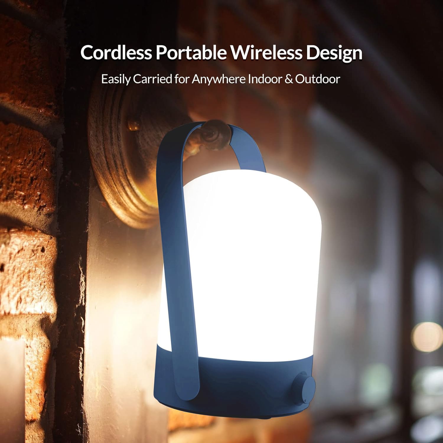 KLEAH Portable Cordless Lantern Table Lamp, 50hrs Rechargeable, 360° Handle, Blue, Model KN-L6230LA