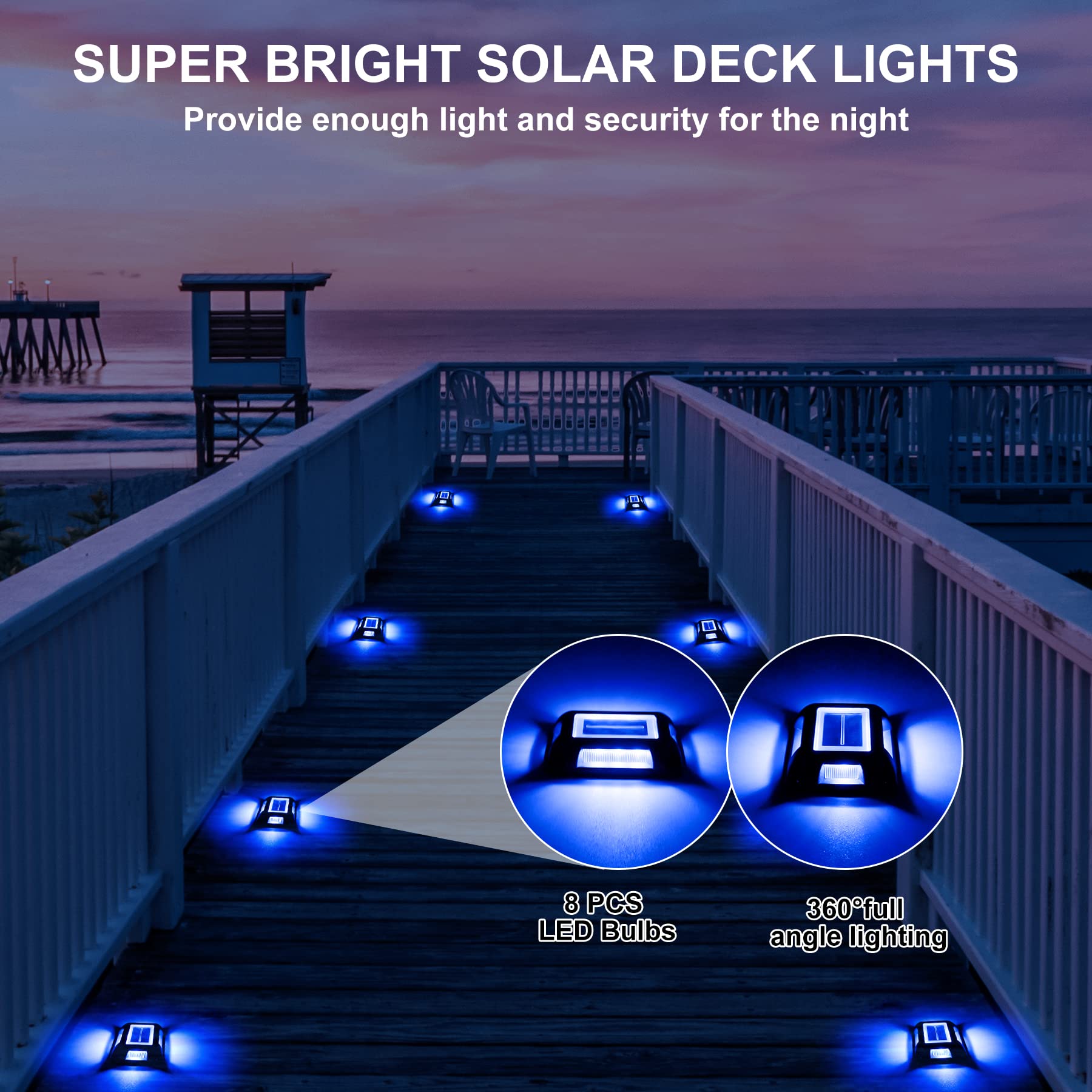 Crepow Solar Deck Lights Driveway Dock Lights- 12 Packs Waterproof 1200Mah Solar Powered Outdoor Led Aluminum Dock Lighting Road