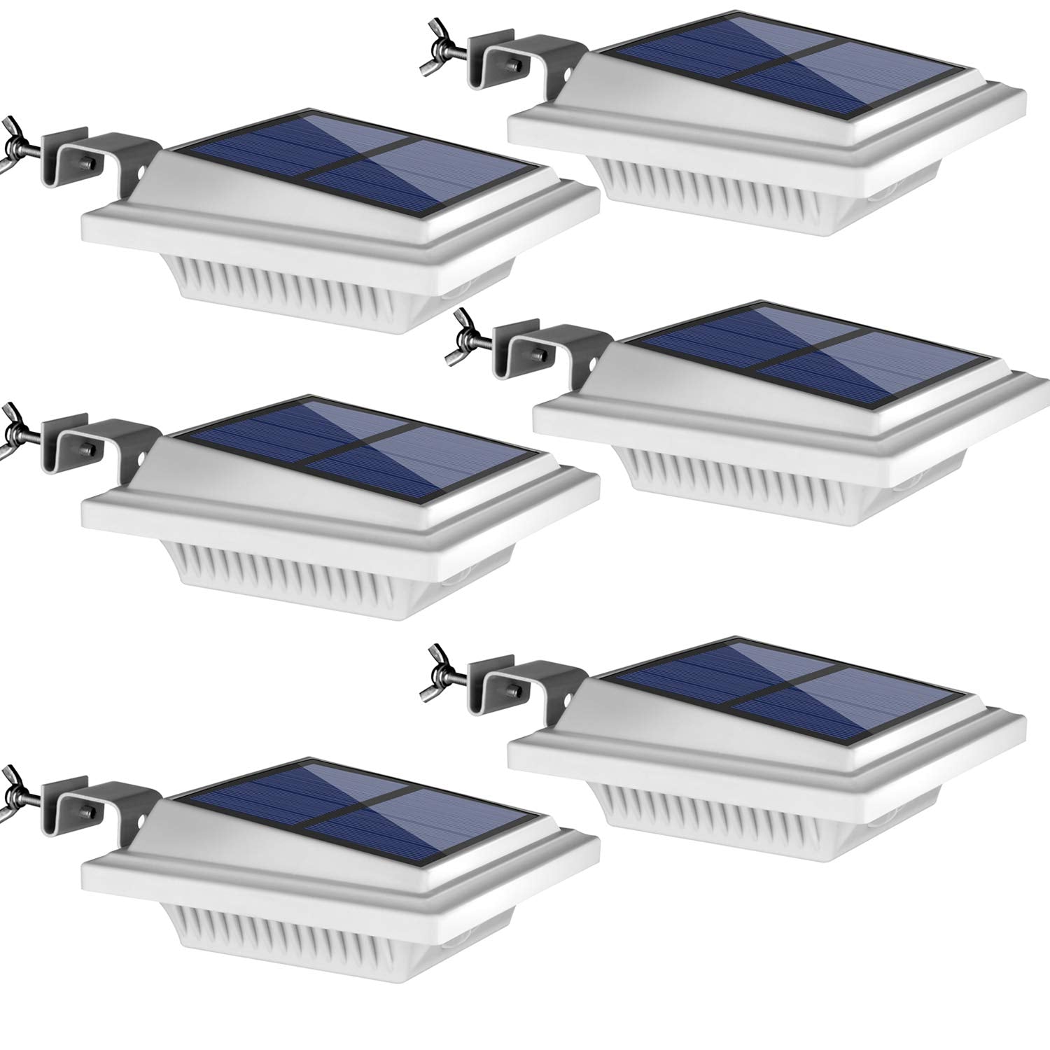 UniqueFire Solar Gutter & Fence Lights - 40 LED Waterproof Lamps, 6PCS White Warm Light, Plastic, Model 40LED_WWWx6