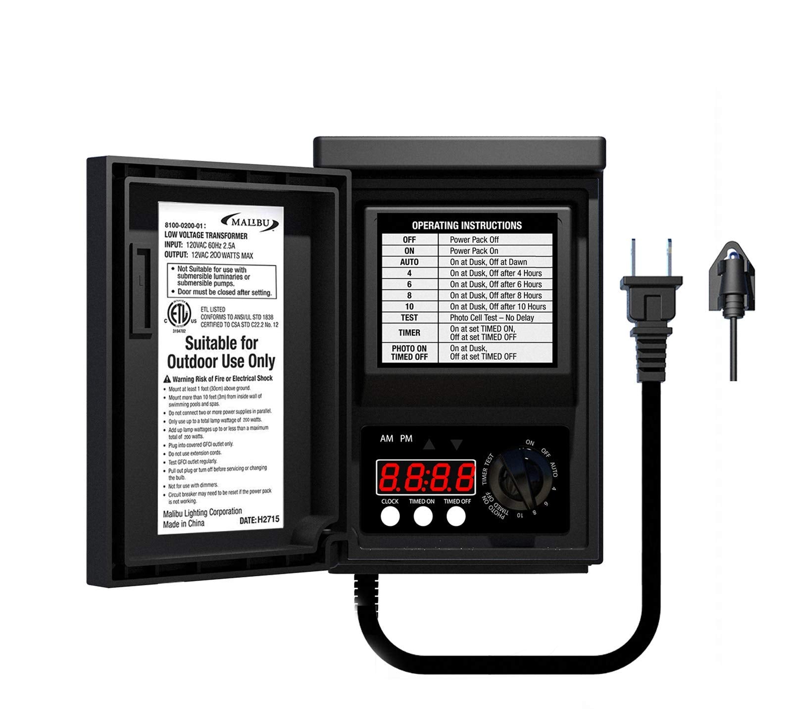 Malibu 200W Low-Voltage Weatherproof Transformer with Photo Sensor for Landscape Lighting