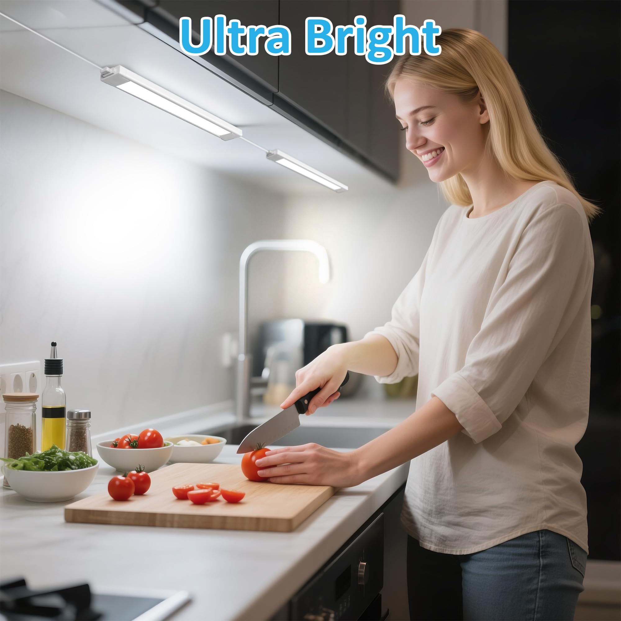 maylit Under Cabinet Lighting - 2 Pack 14" LED Light Bars, Cool White, Renter Friendly, Wired for Kitchen, Desk, Workbench