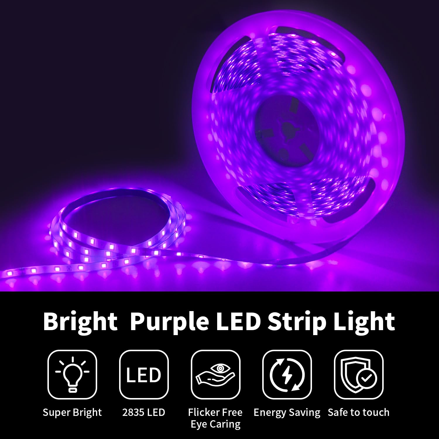 Inextstation 32.8Ft/10M Violet Blue Led Strip Light, 24V 2835 Smd 600 Leds Flexible Cuttable Waterproof Led Tape Light For Bedro