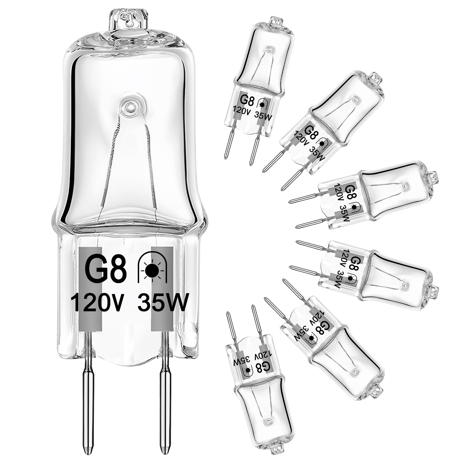 G8 Halogen Bulb 35W 120V T4 Jcd Type G8 Base Bi-Pin Xenon Light Bulbs, Dimmable With Long Lasting Lifespan, G8 Halogen Light Bul