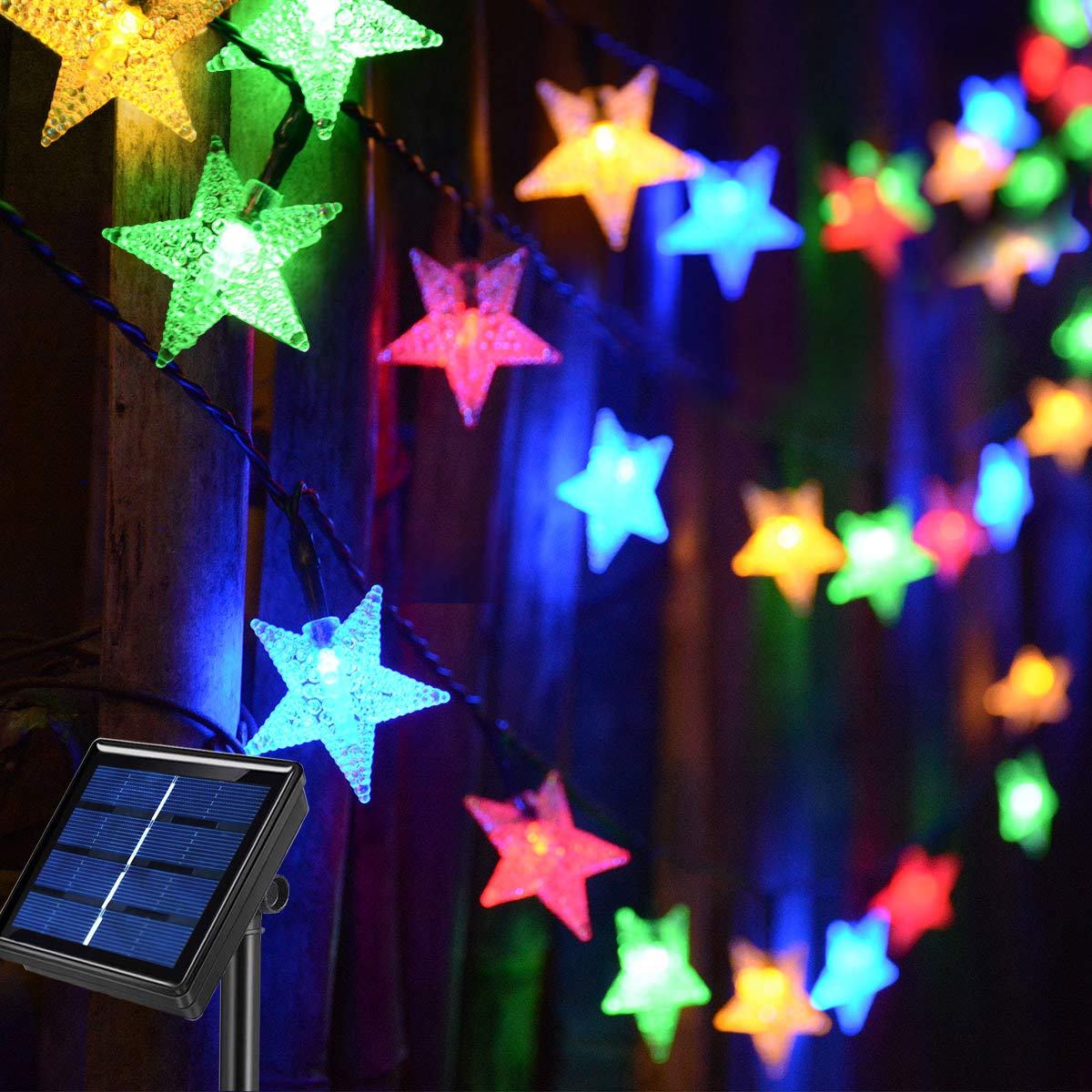 Abkshine Solar String Fairy Lights, 50ft, 120 LEDs, Waterproof, Multicolor for Outdoor Garden, Patio, Backyard Decor