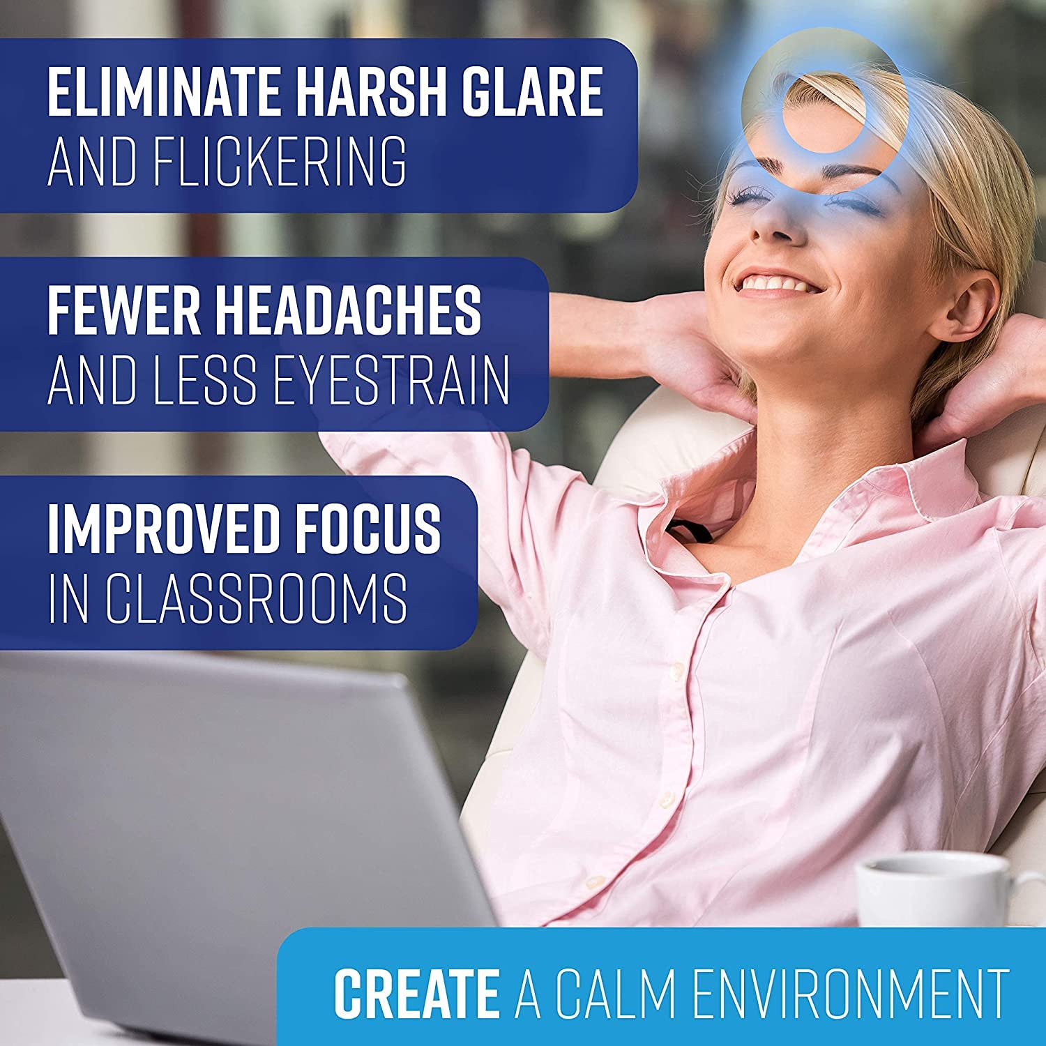 Glareshade Fluorescent Light Covers For Classroom Or Office | Magnetic Fluorescent Light Covers For Ceiling Lights Provide Relie