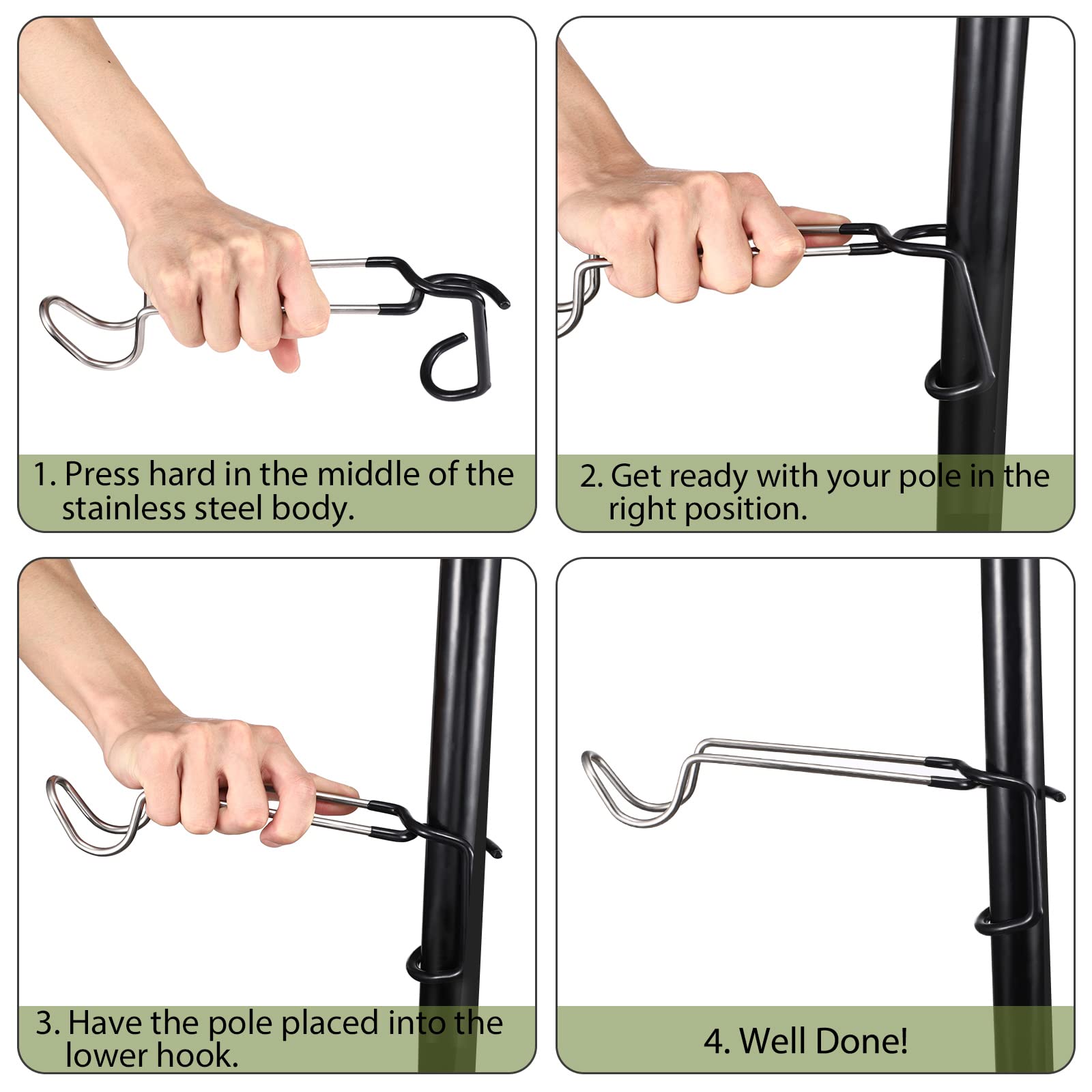 Tobwolf 2Pcs Outdoor Camping Lantern Hook Hangers, Stainless Steel Lamp Hanger Stand, Portable Non-Slip Tent Lamp Hook Light Clamp Holder, Lantern Hangers For Outdoor Camping, Fishing, Hunting