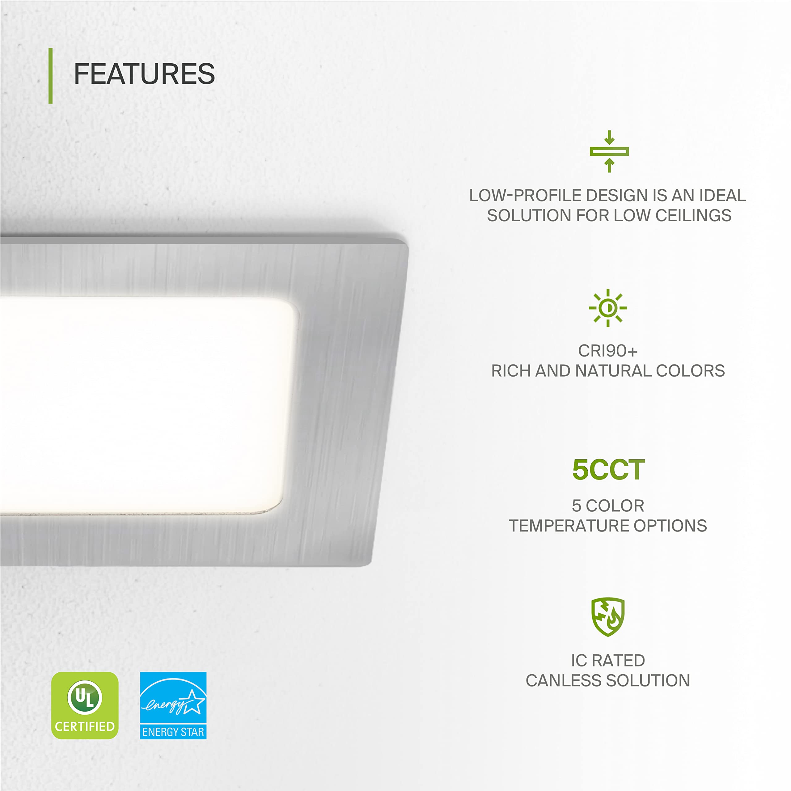ASD 12 Pack LED Recessed Lighting, 4 Inch, Brushed Nickel, Dimmable, 12W, 5 CCT 2700K-5000K, Ultra