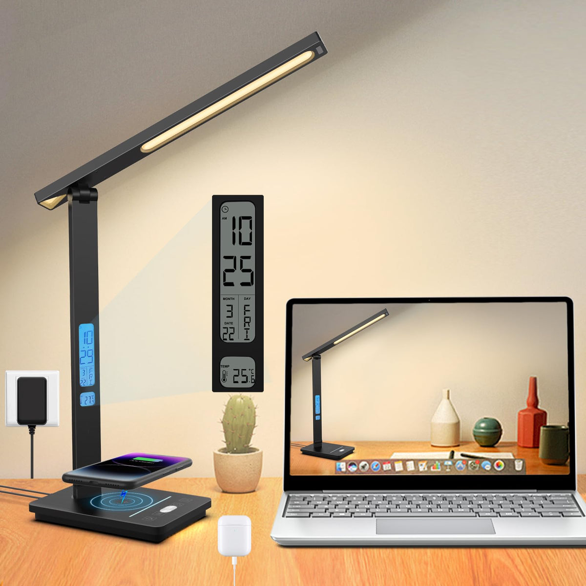 10 In 1 Smart Desk Lamp Led, Desk Light For Colleage Drom Room Office, Eye-Caring Table Lamp With Night Light, Lamp For Desk Wit