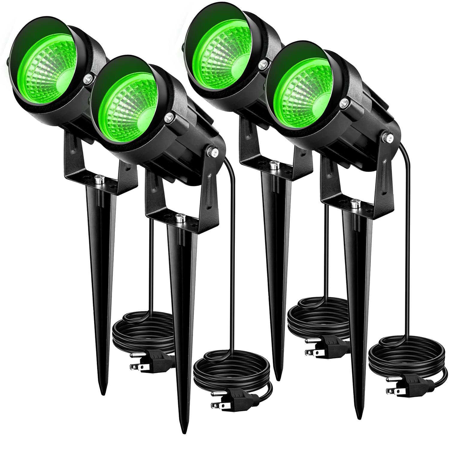 Aoaxl Directly Sold By Factory 7W Green Landscape Lights, 110V 120V Led Landscape Lighting Ip66 Waterproof Outdoor Spotlights For Garden Yard Pathway Tree, 4 Pack