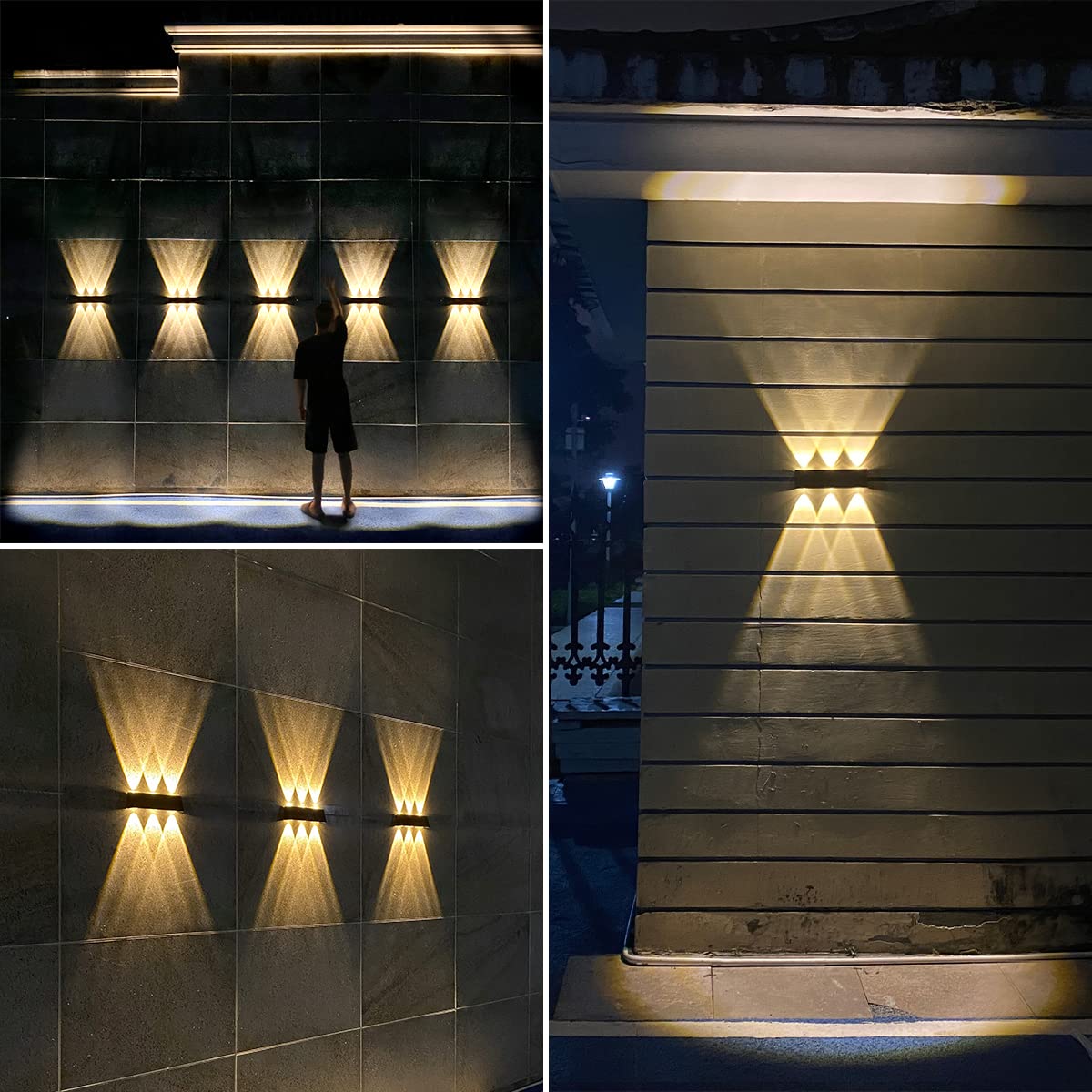 Mrzxy Solar Wall Lights - Outdoor Aluminum Sconce, 3000K LED, Waterproof, Up & Down Lighting, 1 Pack for Porch & Garage
