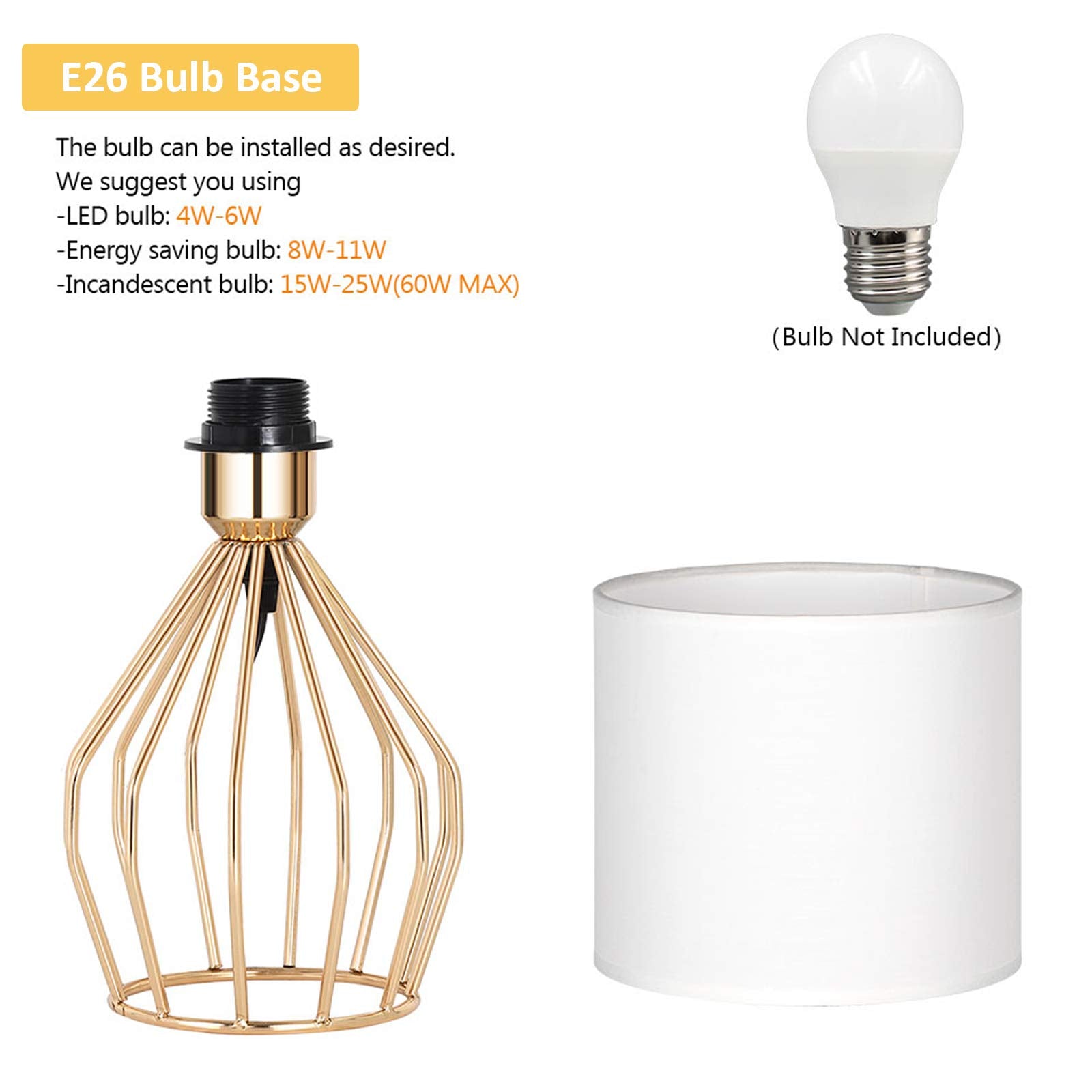 Haitral Gold Table Lamp - Modern Style Desk Lamp With Hollowed Out Base Linen Fabric Shade, Small Golden Bedside Lamp For Bedroo